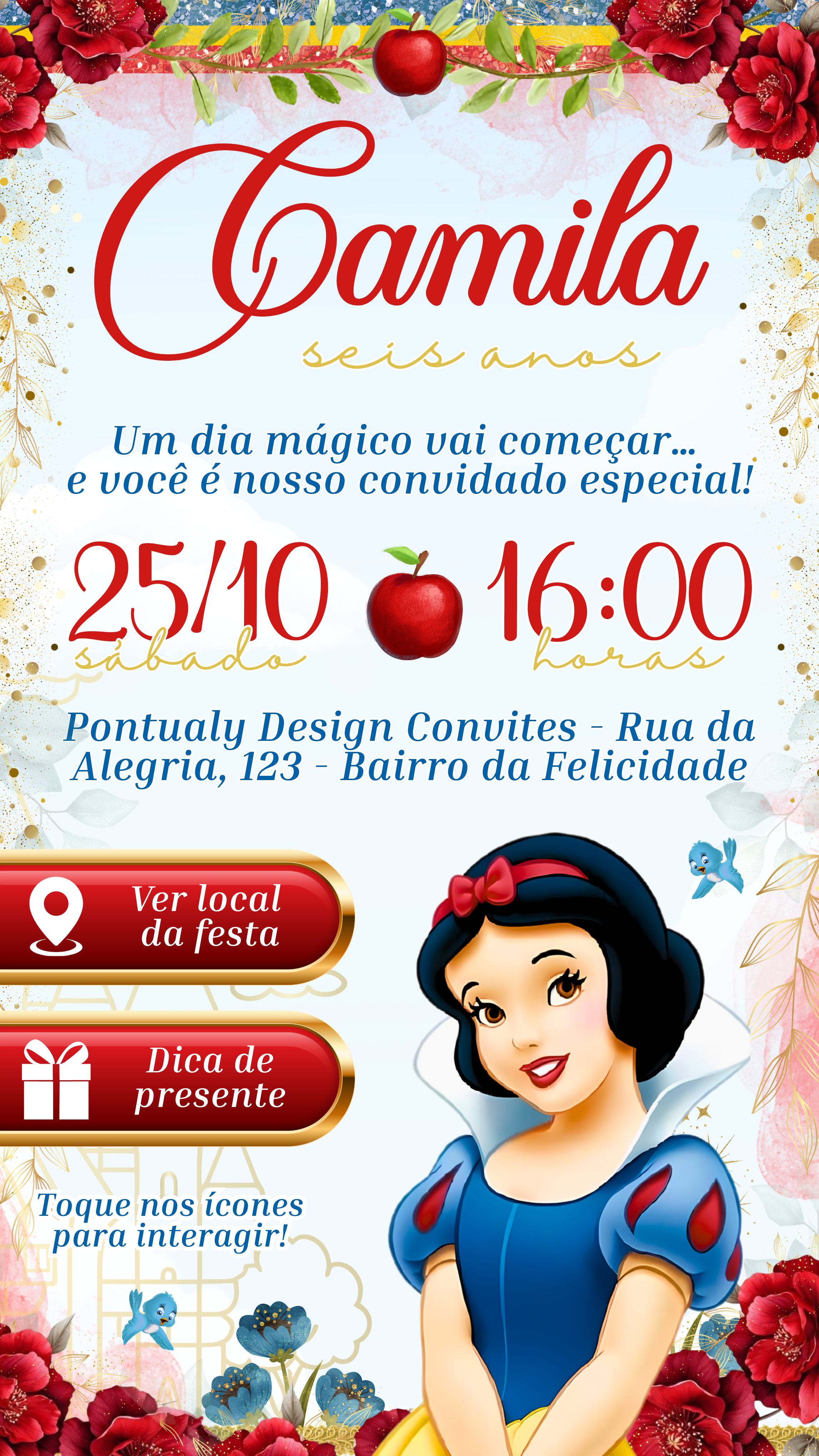 Convite Interativo - Branca de Neve