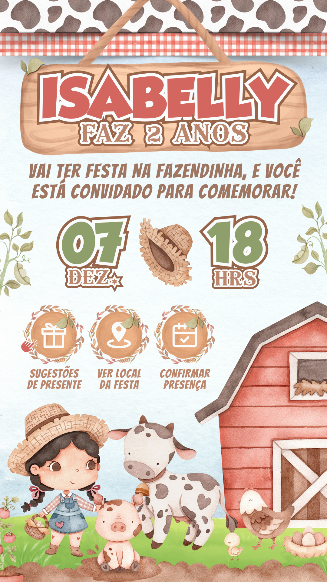 Convite Interativo - Fazendinha Aquarela Menino