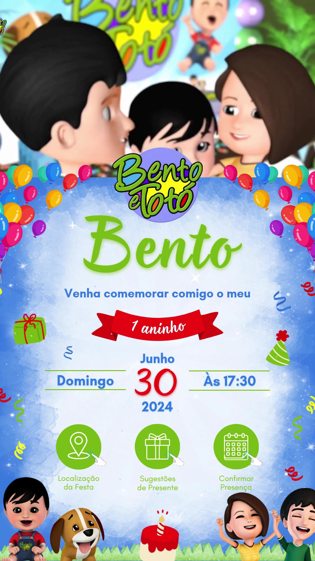 Convite Tecnológico - Bento e Totó