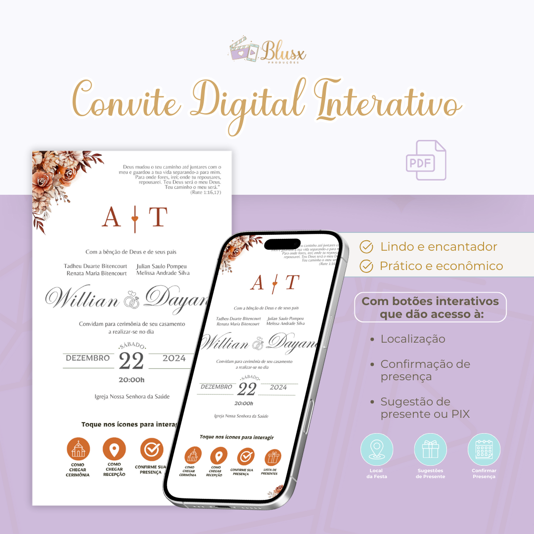 Convite Interativo - Casamento - Terracota 16
