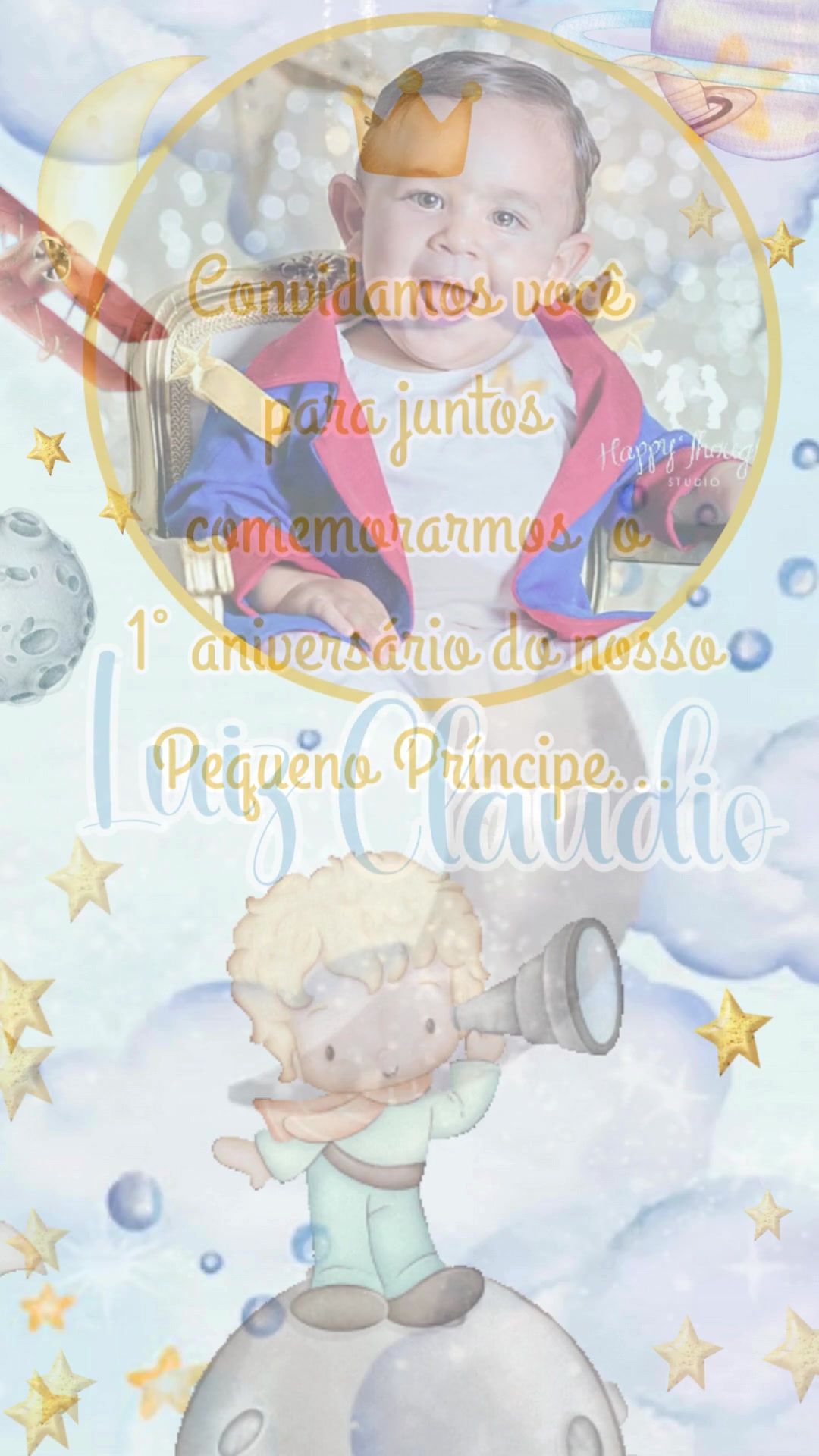 Convite Animado Plus - Pequeno Princípe Aquarela