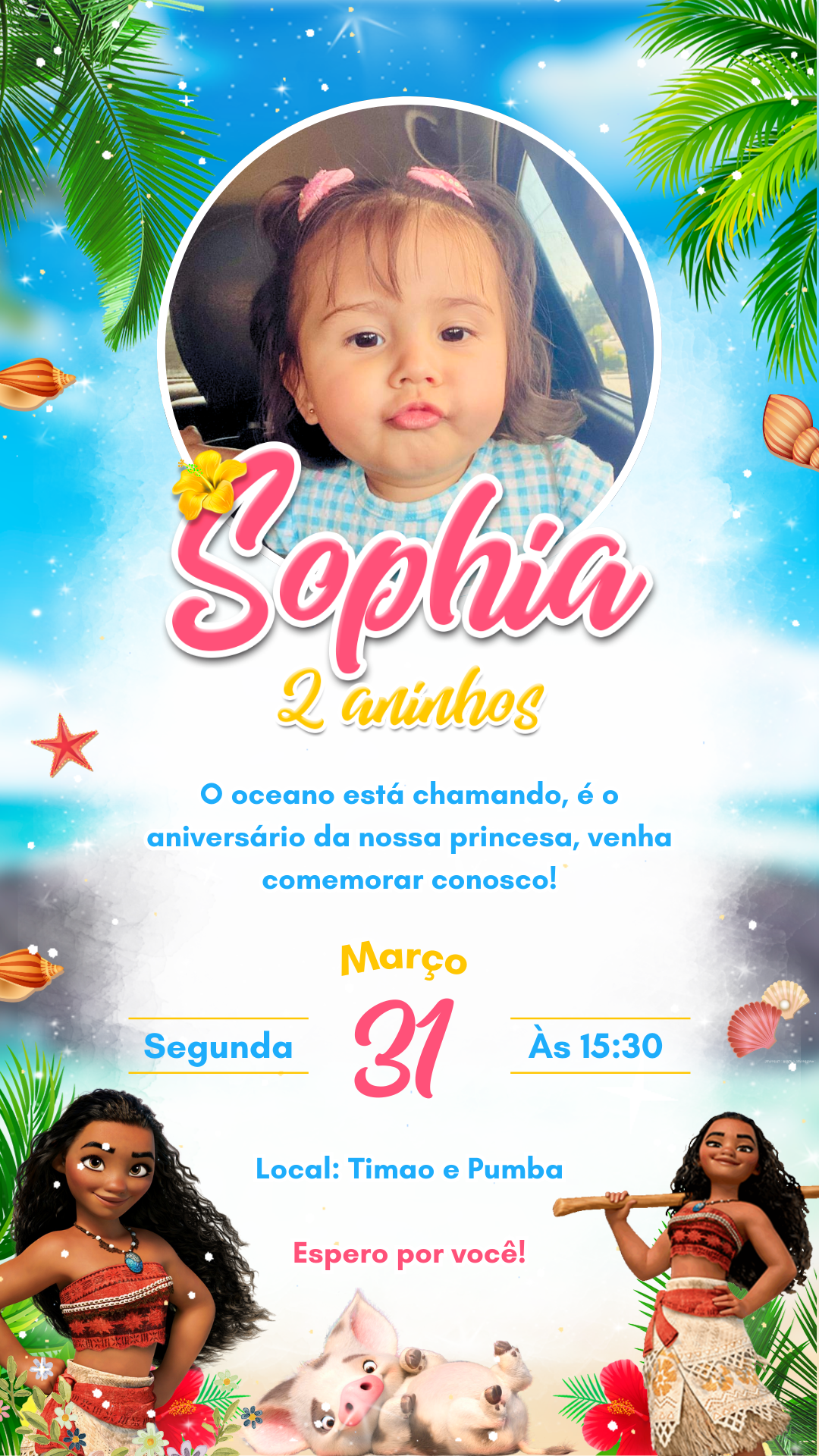 Convite Simples - Moana