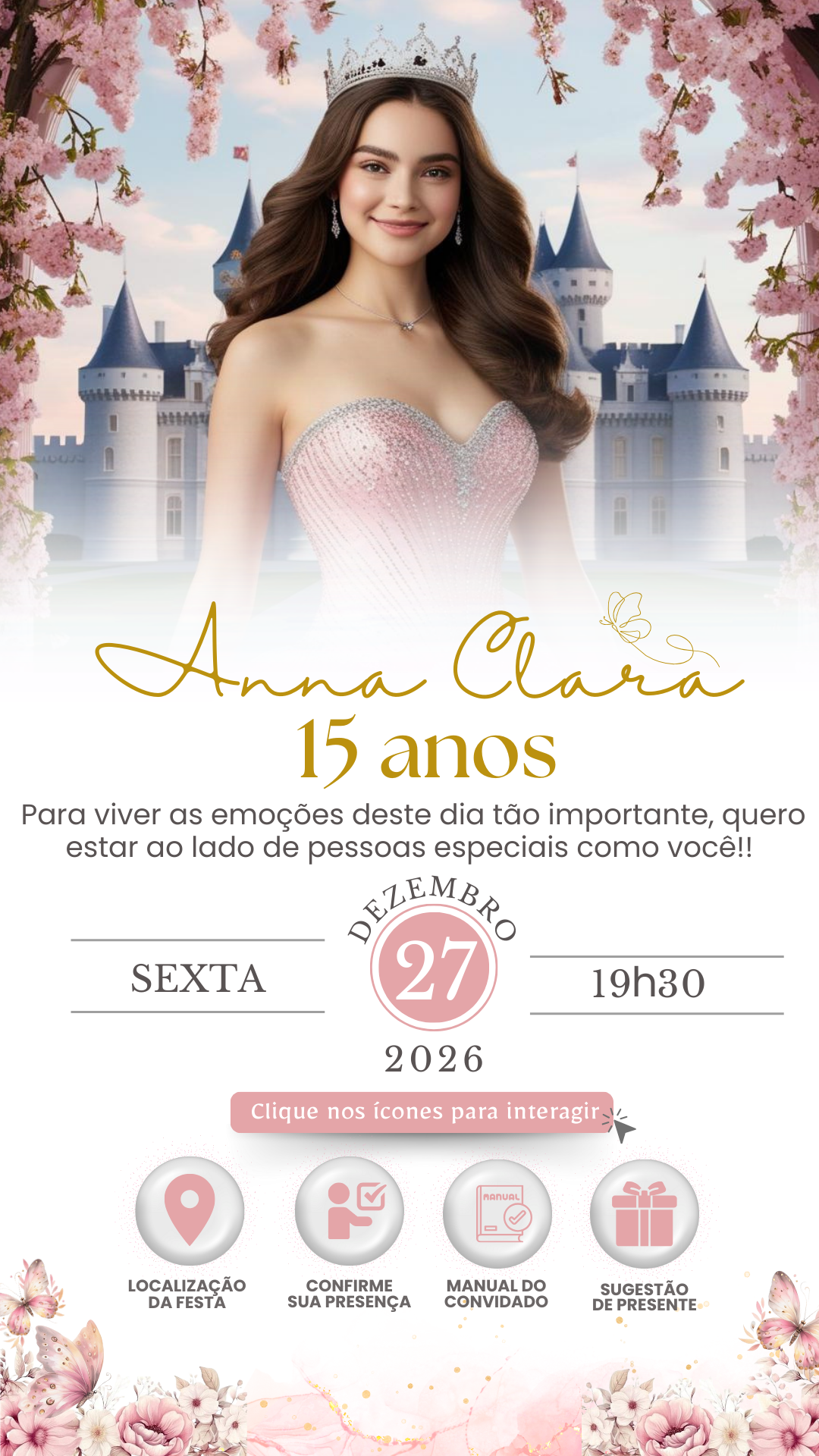 Convite Interativo - Rosa 1