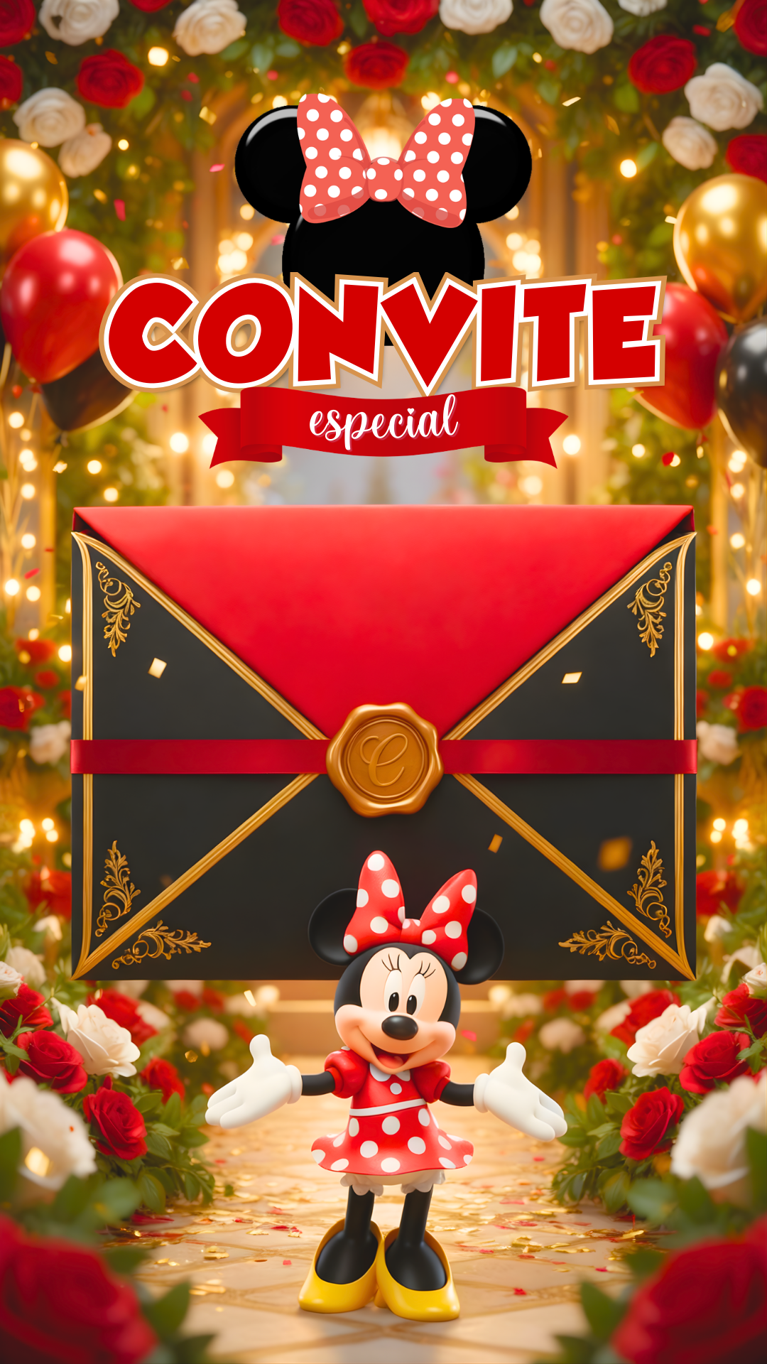 Convite Cinemágico Interativo - Minnie Vermelha #1