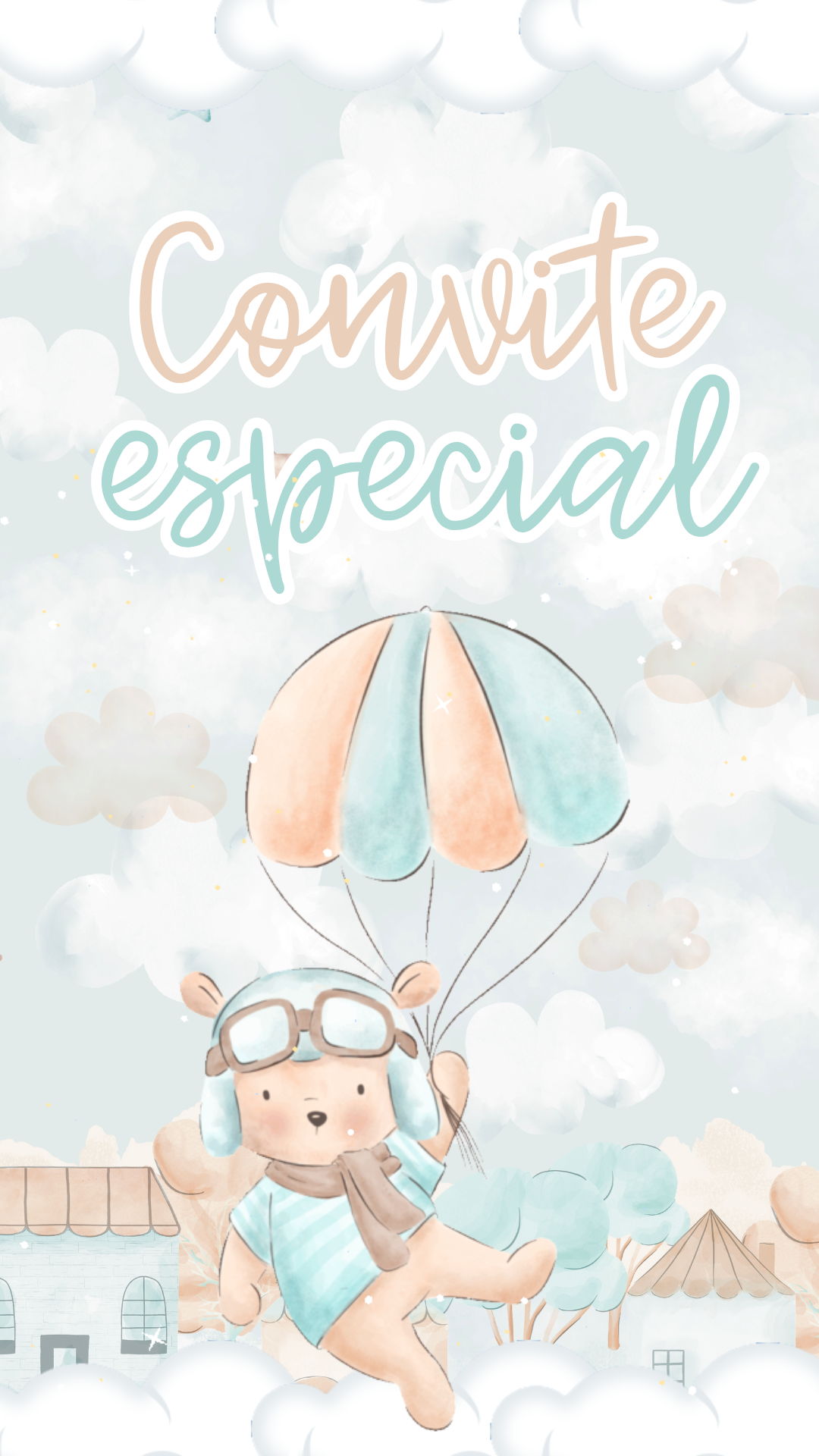 Convite Animado Plus - Urso Aviador