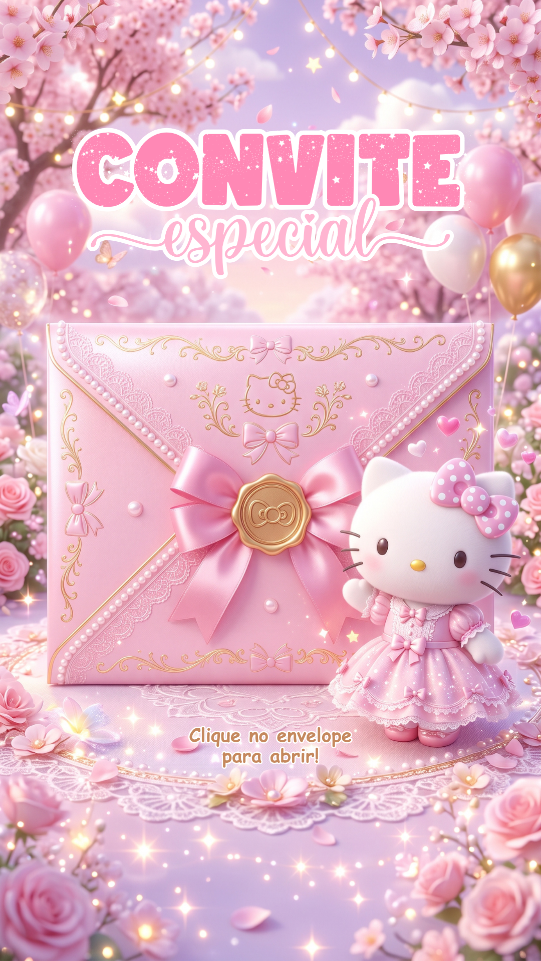 Convite Cinemágico Interativo - Hello Kitty - 1 Cena
