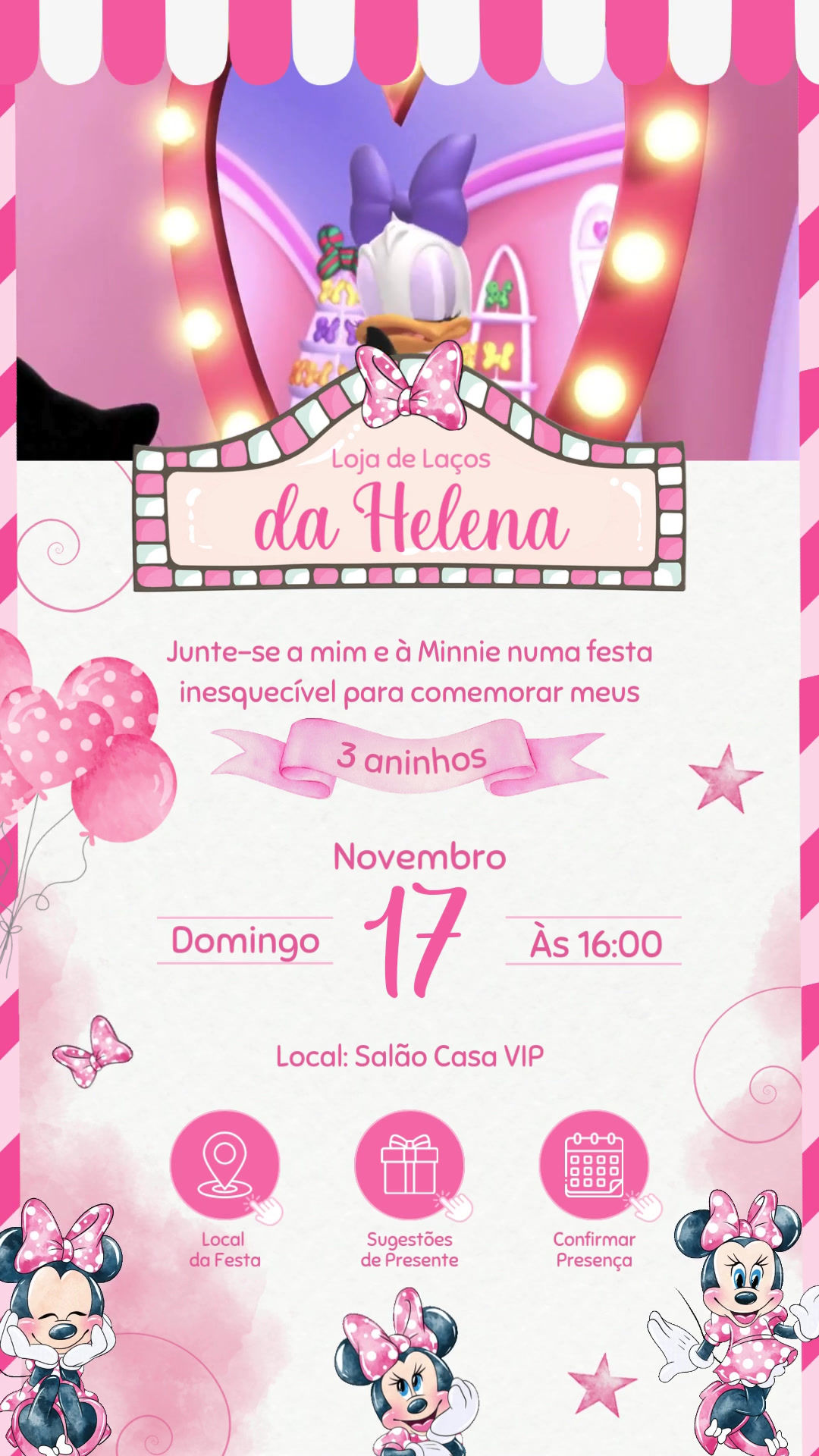 Convite Tecnológico - Minnie Loja de Laços