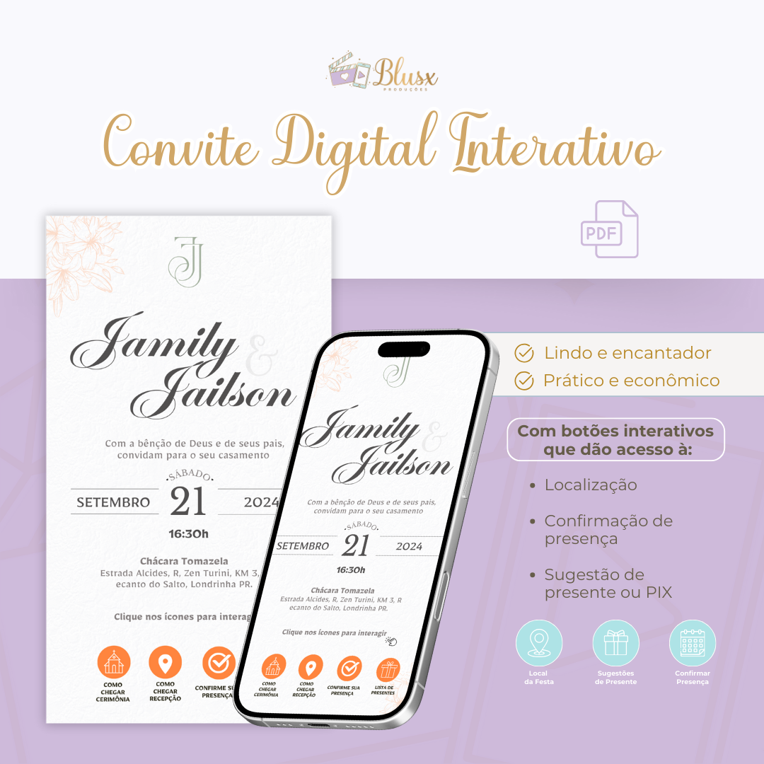 Convite Interativo - Casamento - Laranja 10
