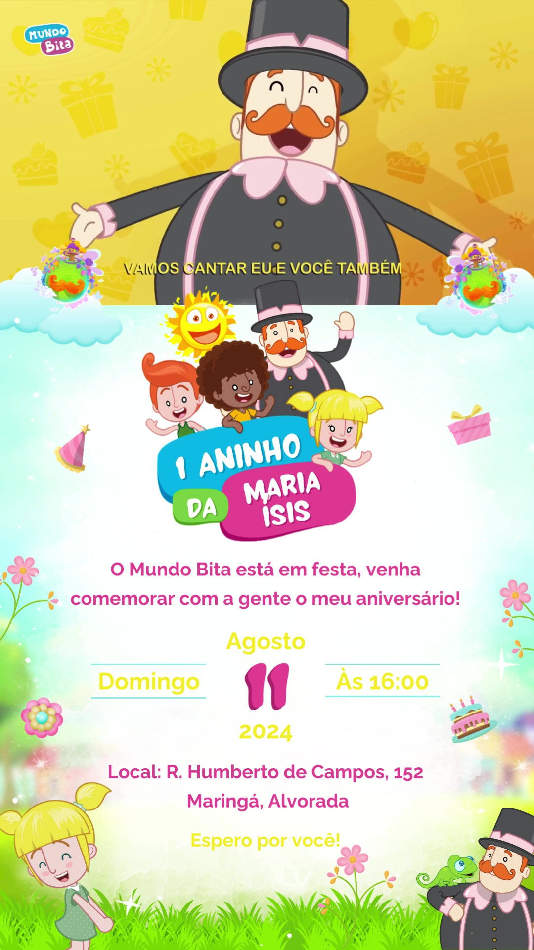 Convite Com Vídeo - Mundo Bita Menina