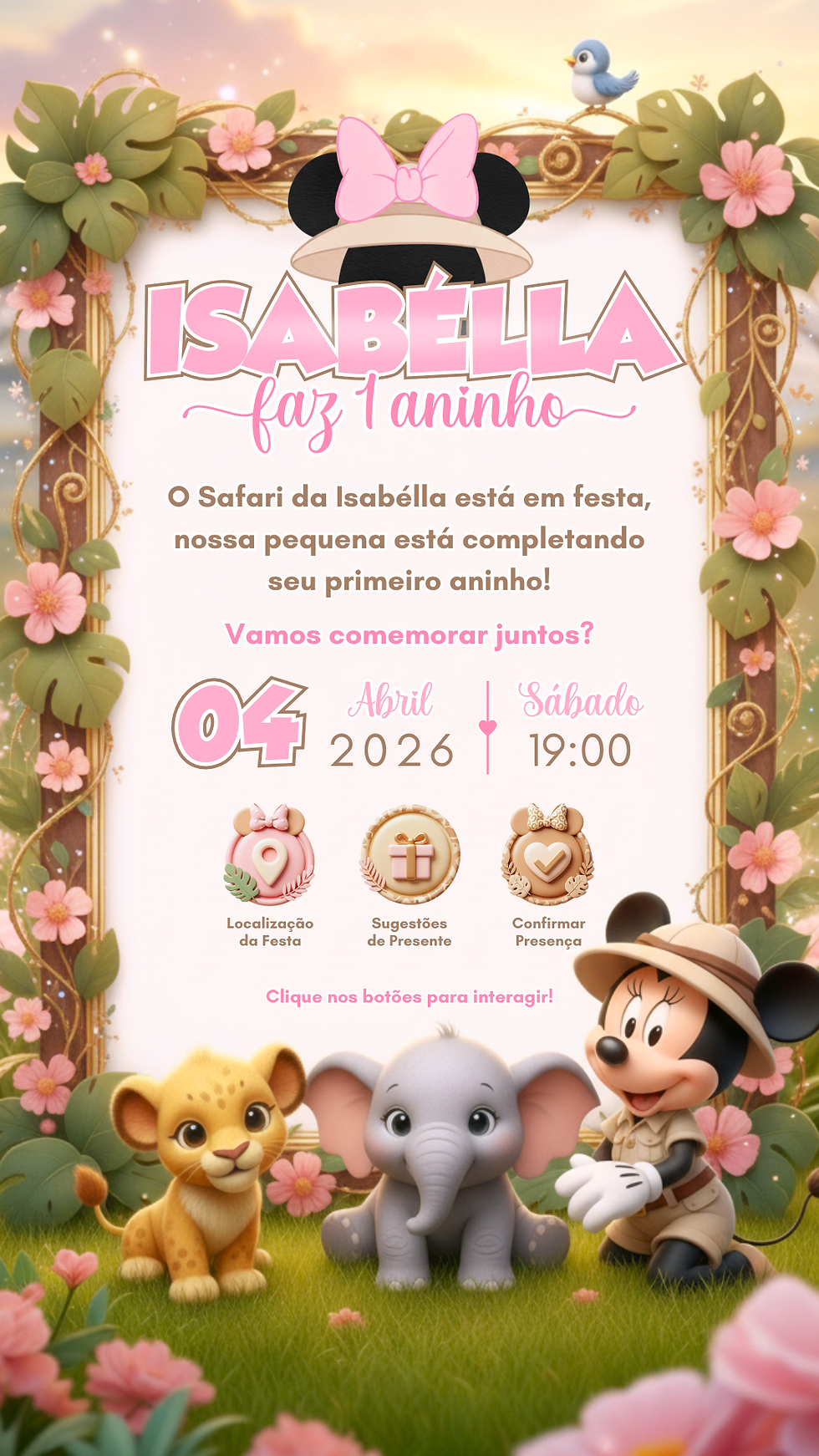 Miniatura: Convite Cinemágico Interativo - Safari da Minnie