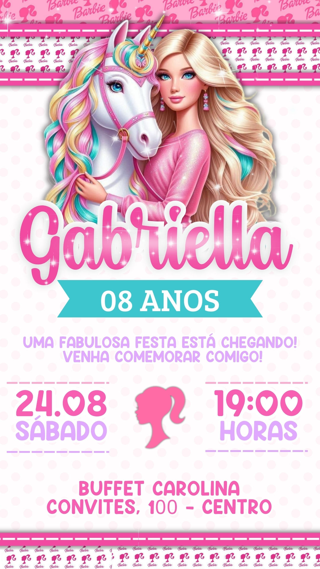 Convite Simples - Barbie