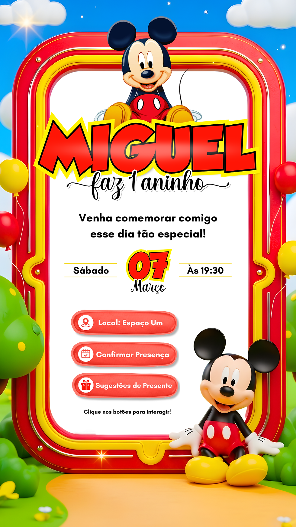 Miniatura: Convite Cinemágico Interativo - Mickey Mouse
