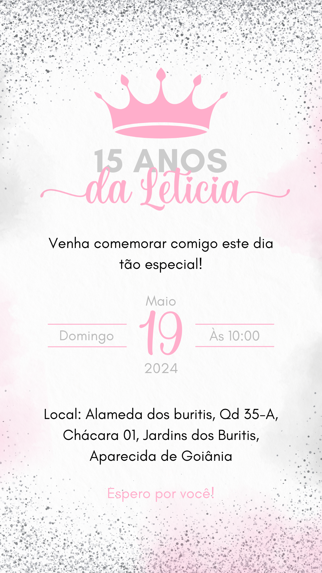 Convite Interativo - Rosa e Prata 15 Anos
