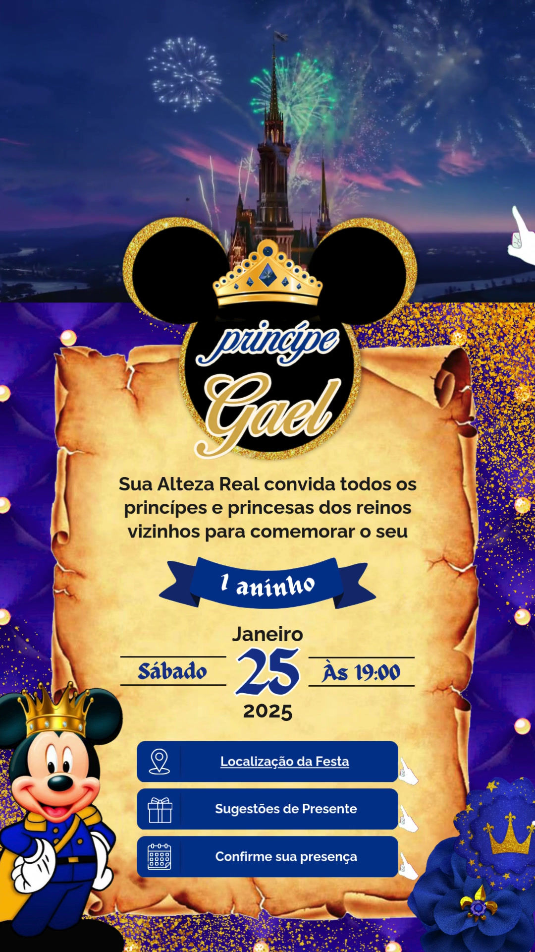 Convite Tecnológico - Mickey Realeza