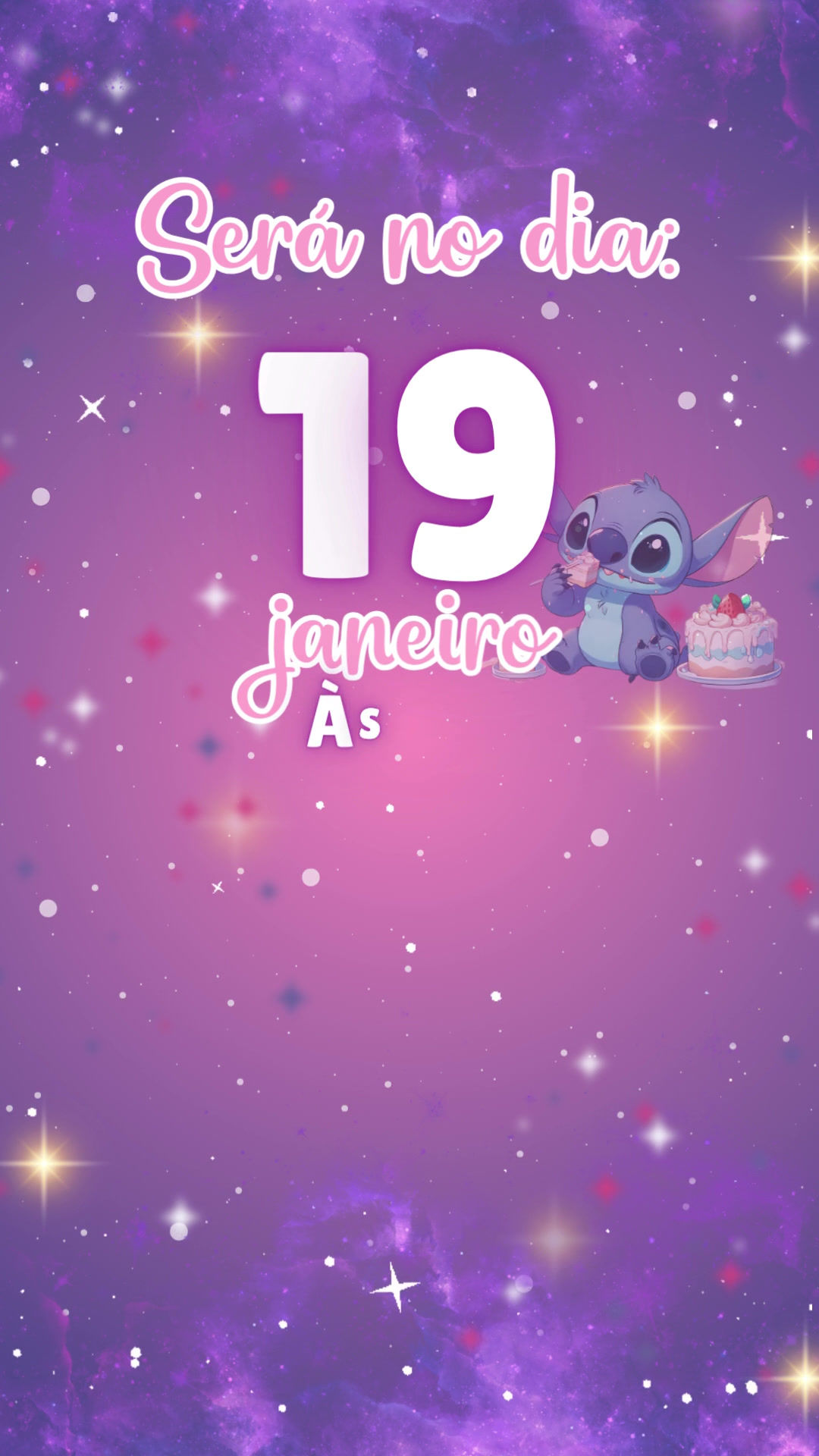 Convite Animado Plus - Stitch Rosa e Roxo