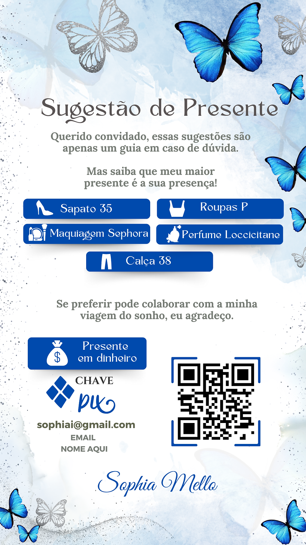Miniatura: Convite Interativo - Azul Borboletas 7