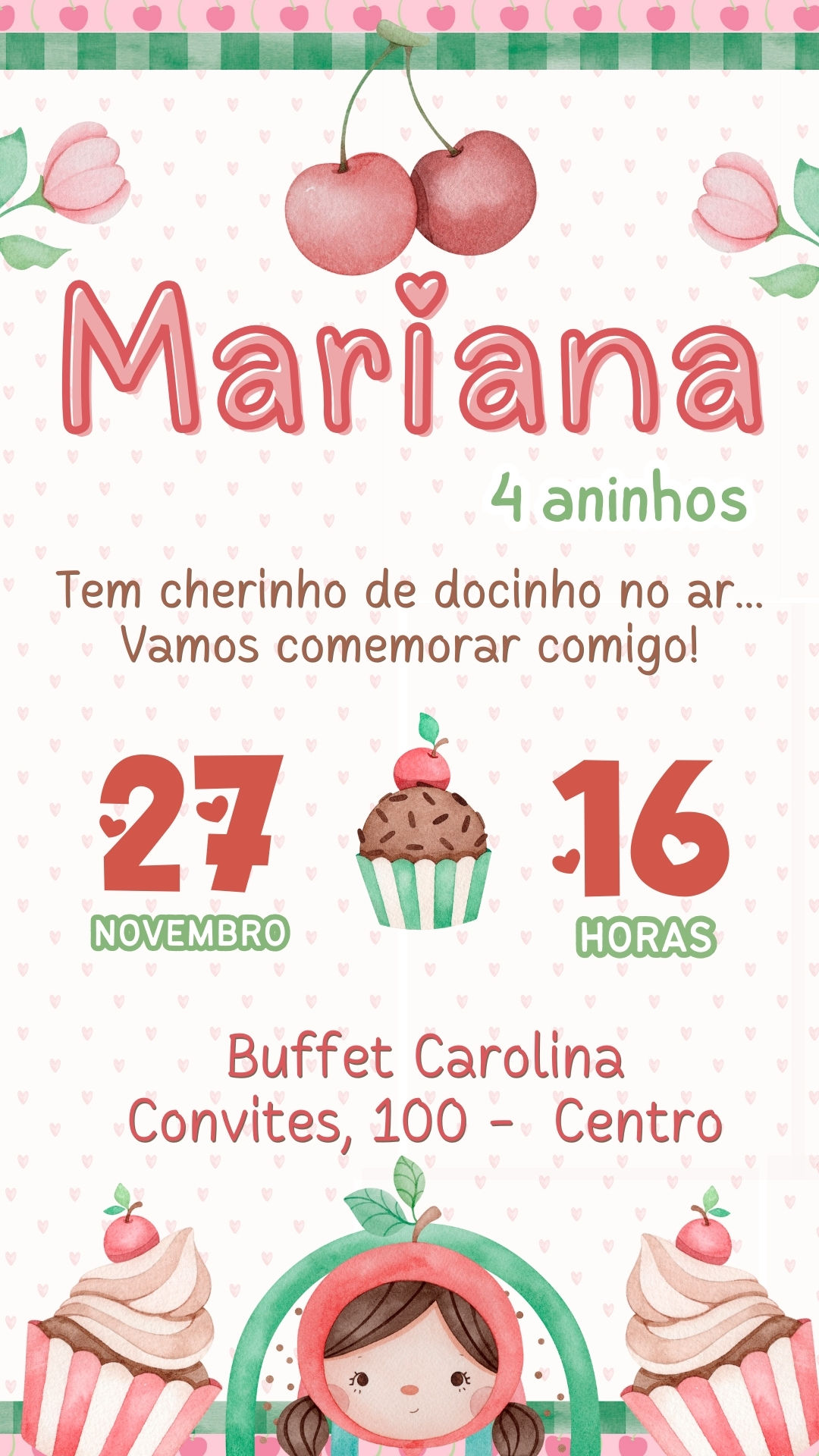 Convite Simples - Cerejinha do Bolo