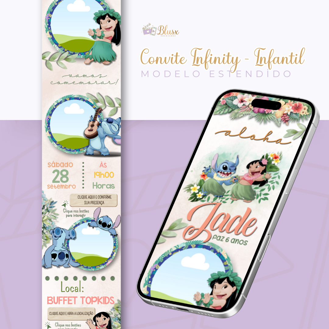Convite Infinity - Lilo Stitch