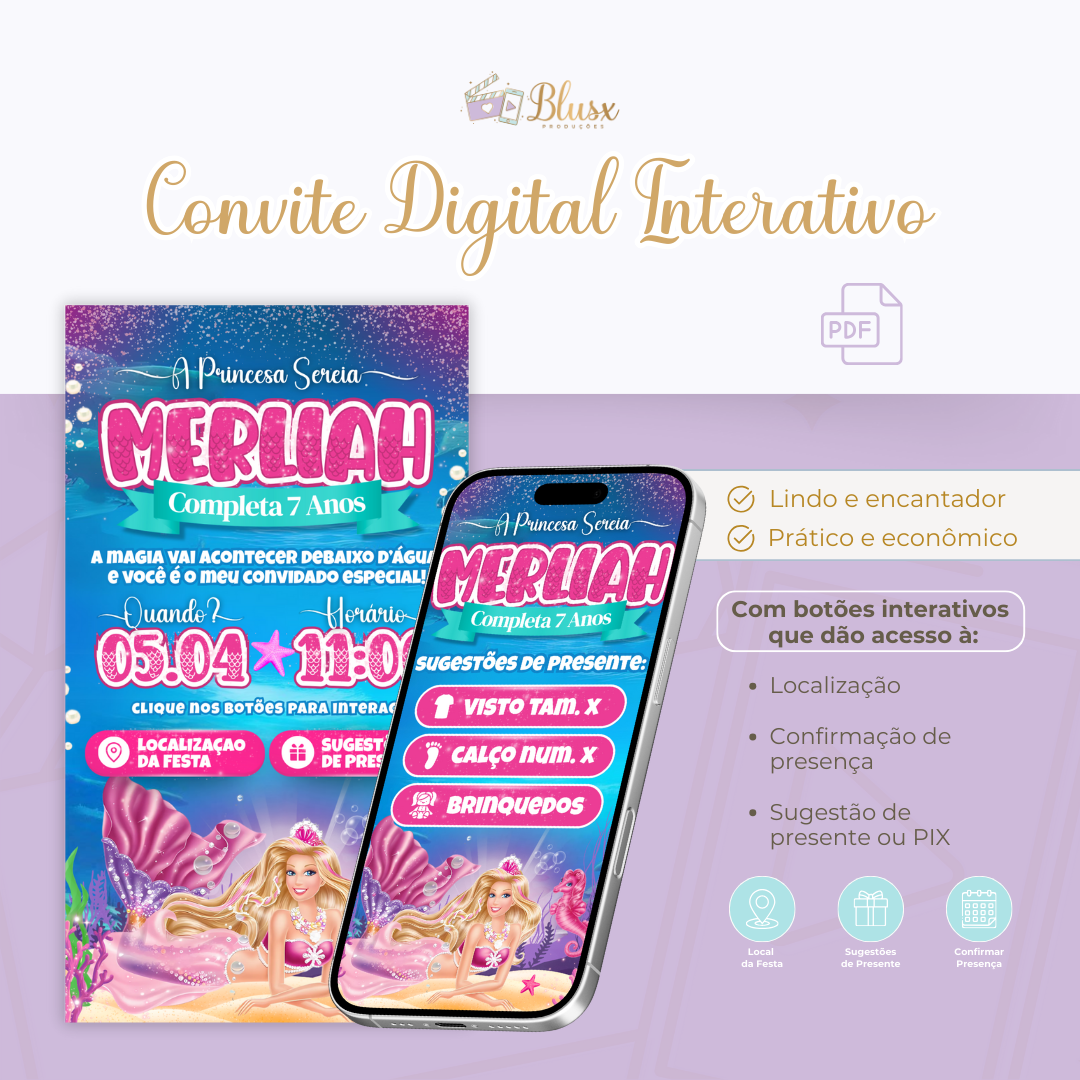 Convite Interativo - Barbie Sereia