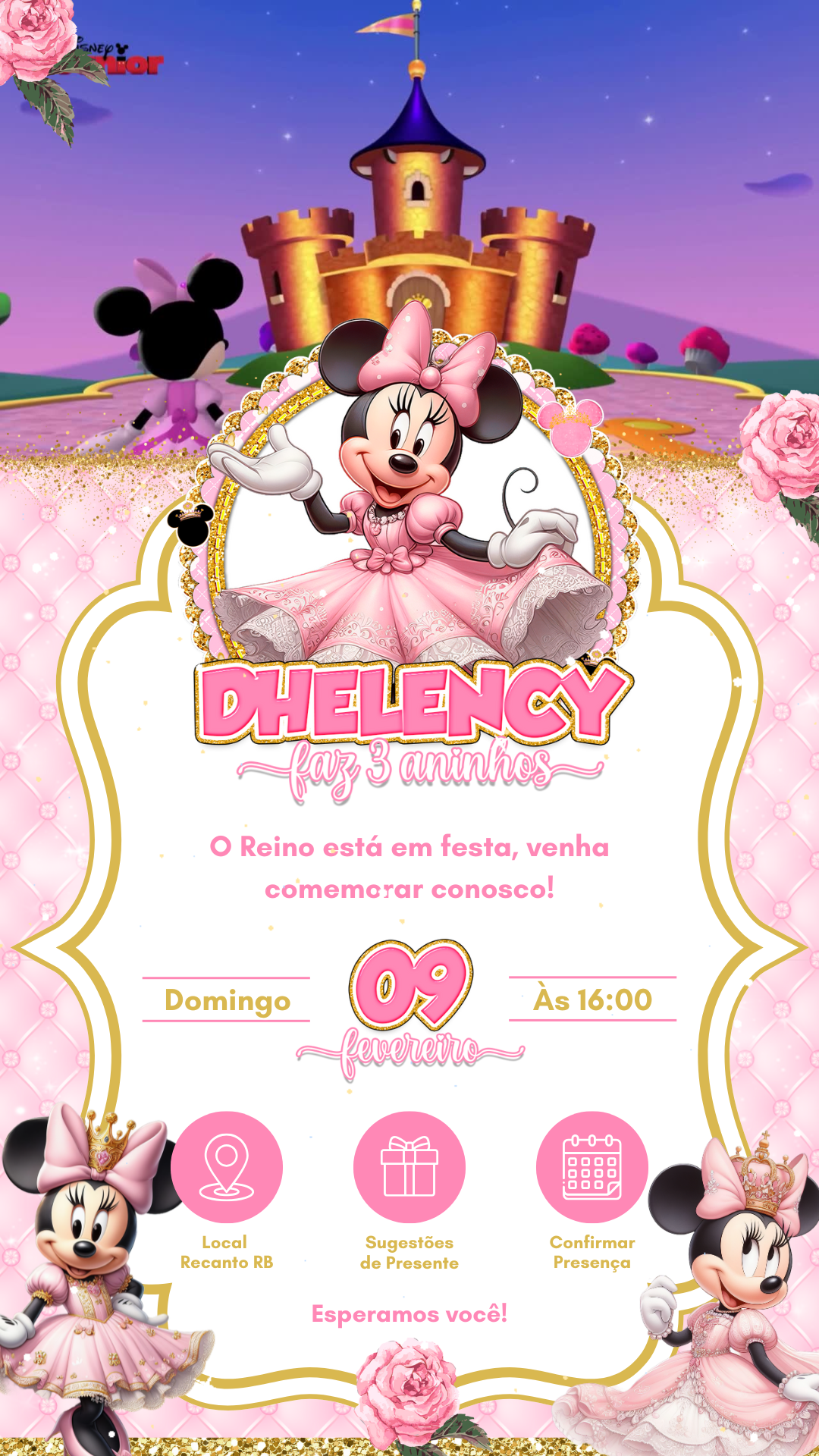 Convite Tecnológico - Minnie Realeza