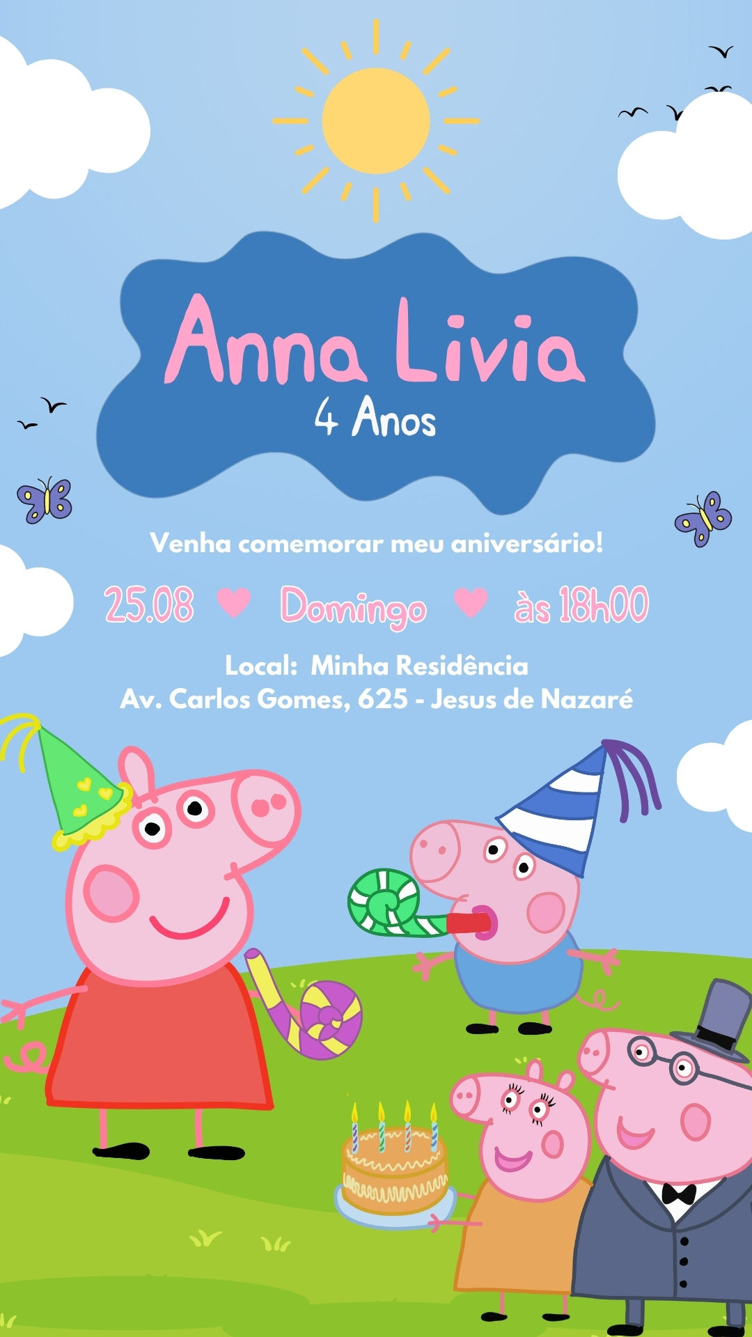 Convite Simples - Peppa Pig #1