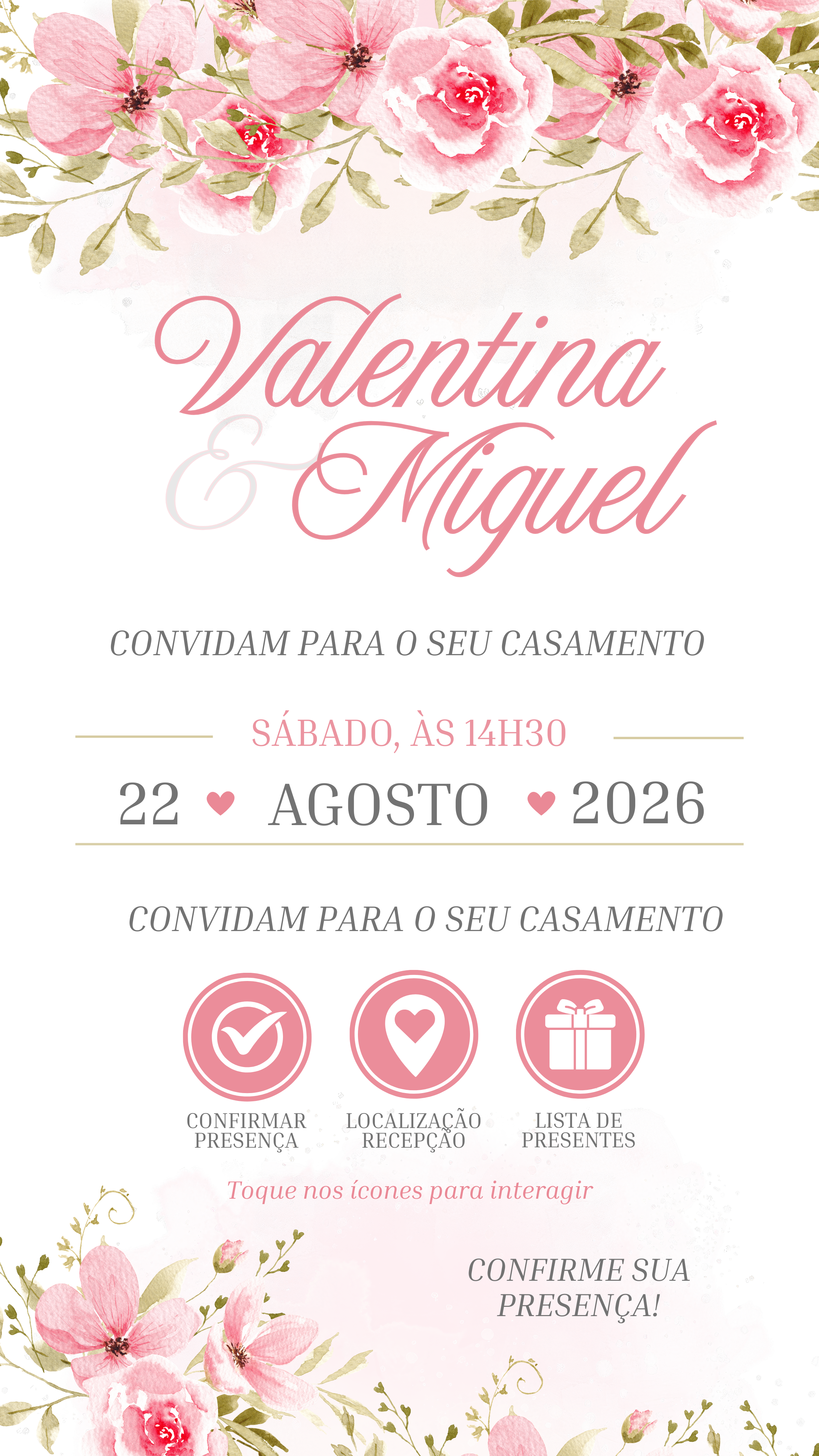 Convite Interativo - Casamento - Rosas