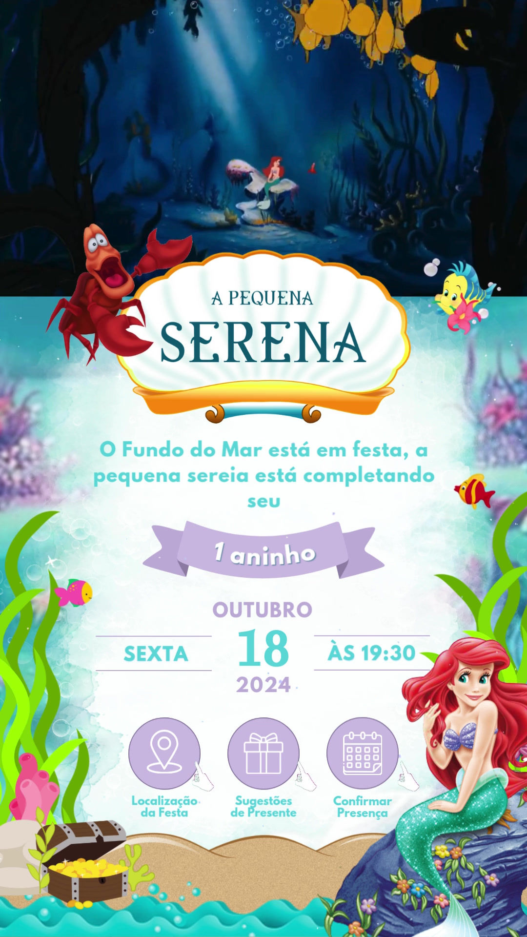 Convite Tecnológico - Ariel - Pequena Sereira