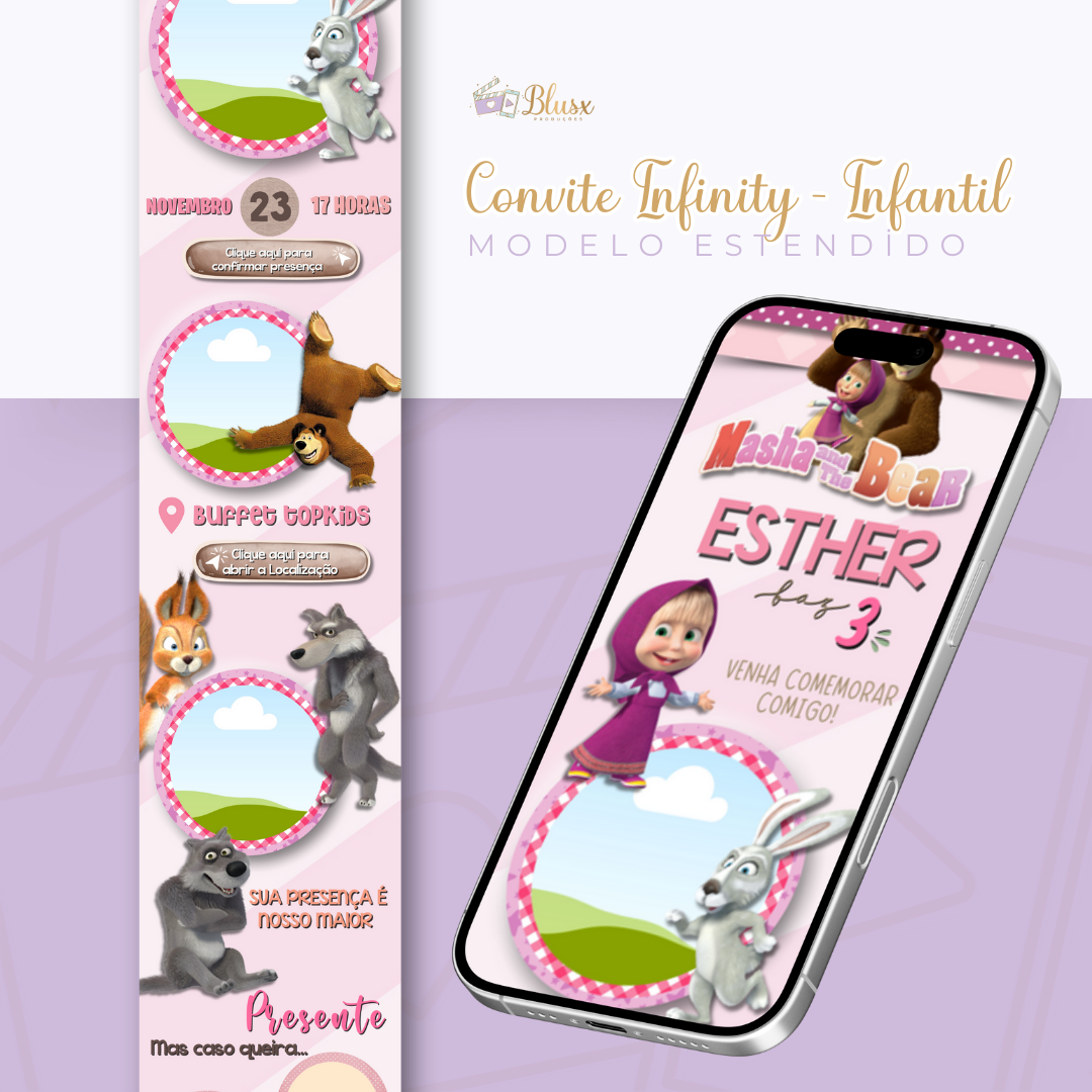 Convite Infinity - Masha e o Urso