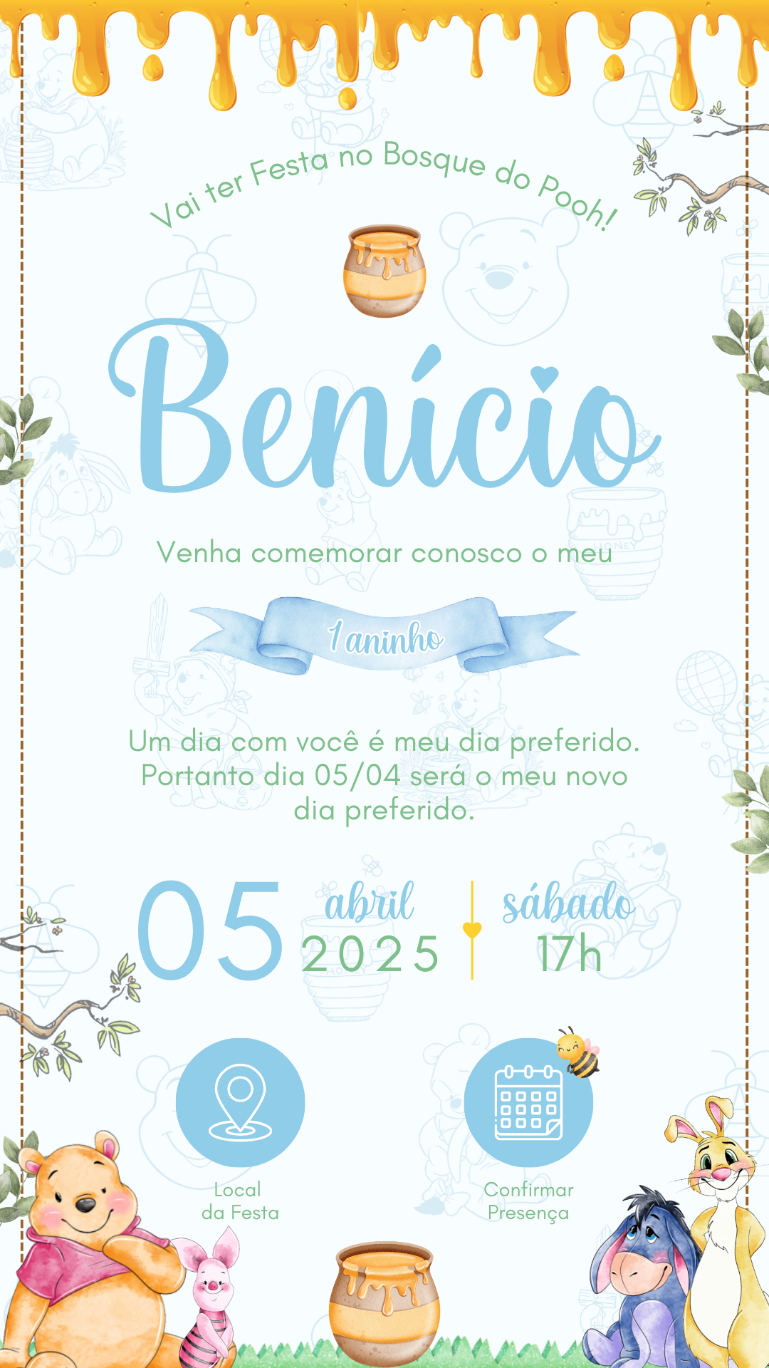 Convite Interativo - Ursinho Pooh