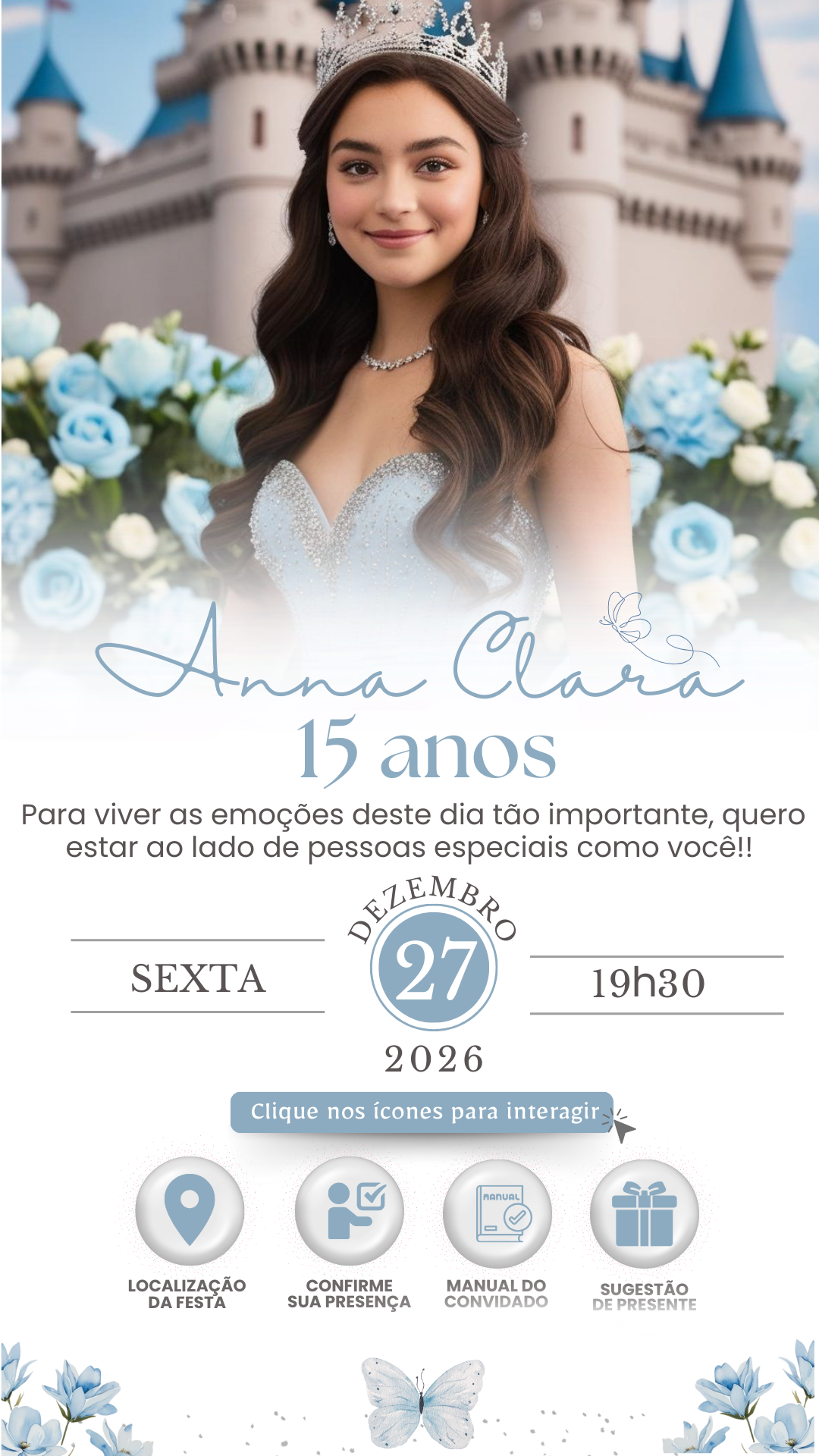Convite Interativo - Azul Claro 1