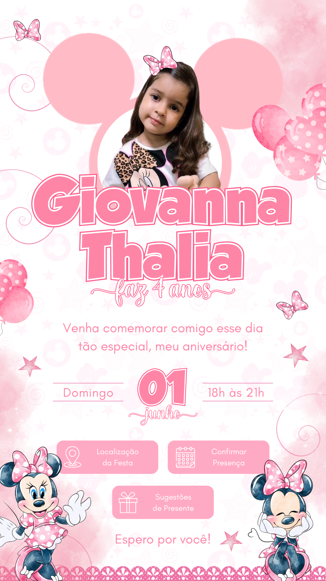Convite Interativo - Minnie Rosa