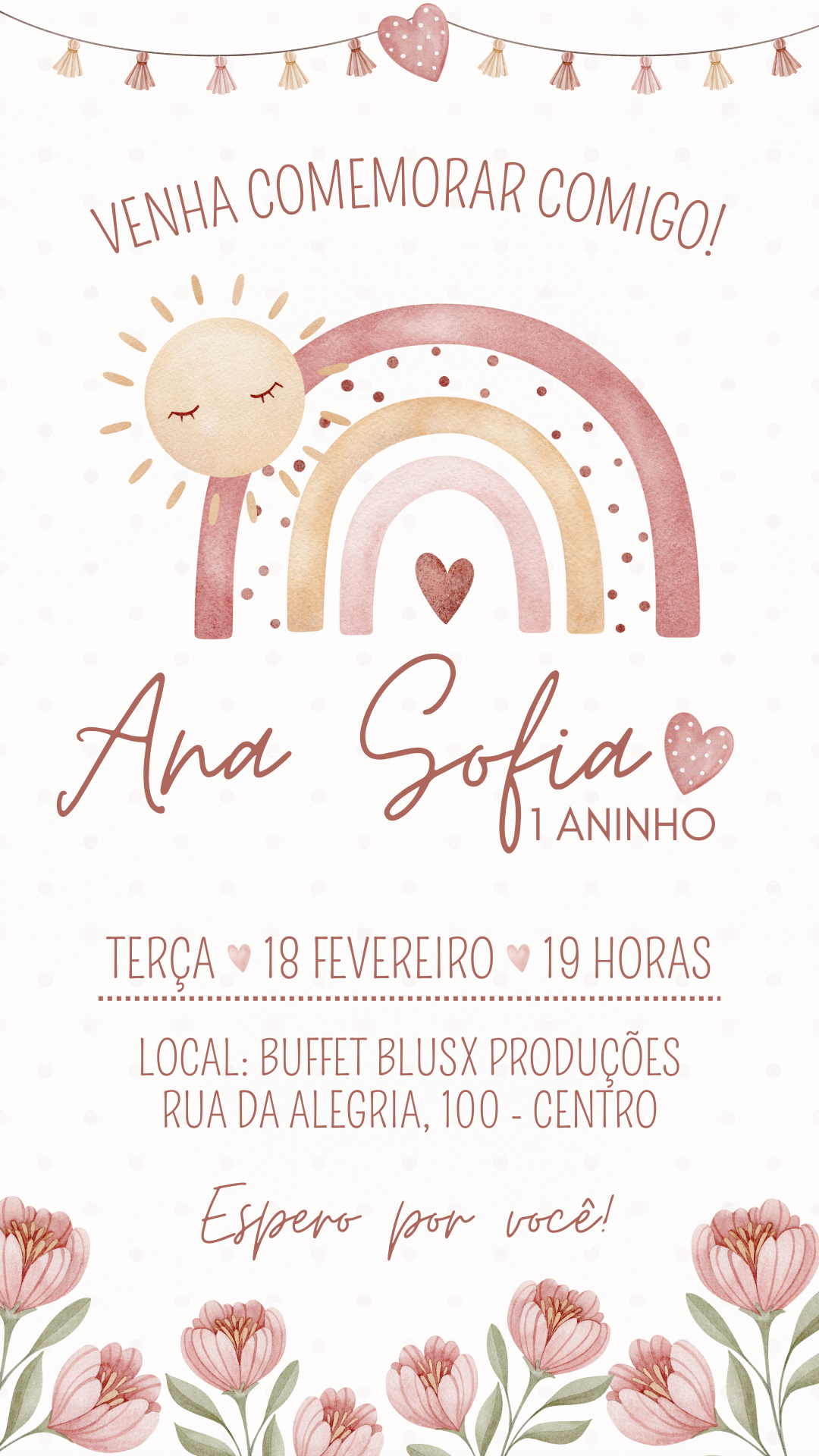 Convite Simples - Arco Íris Boho