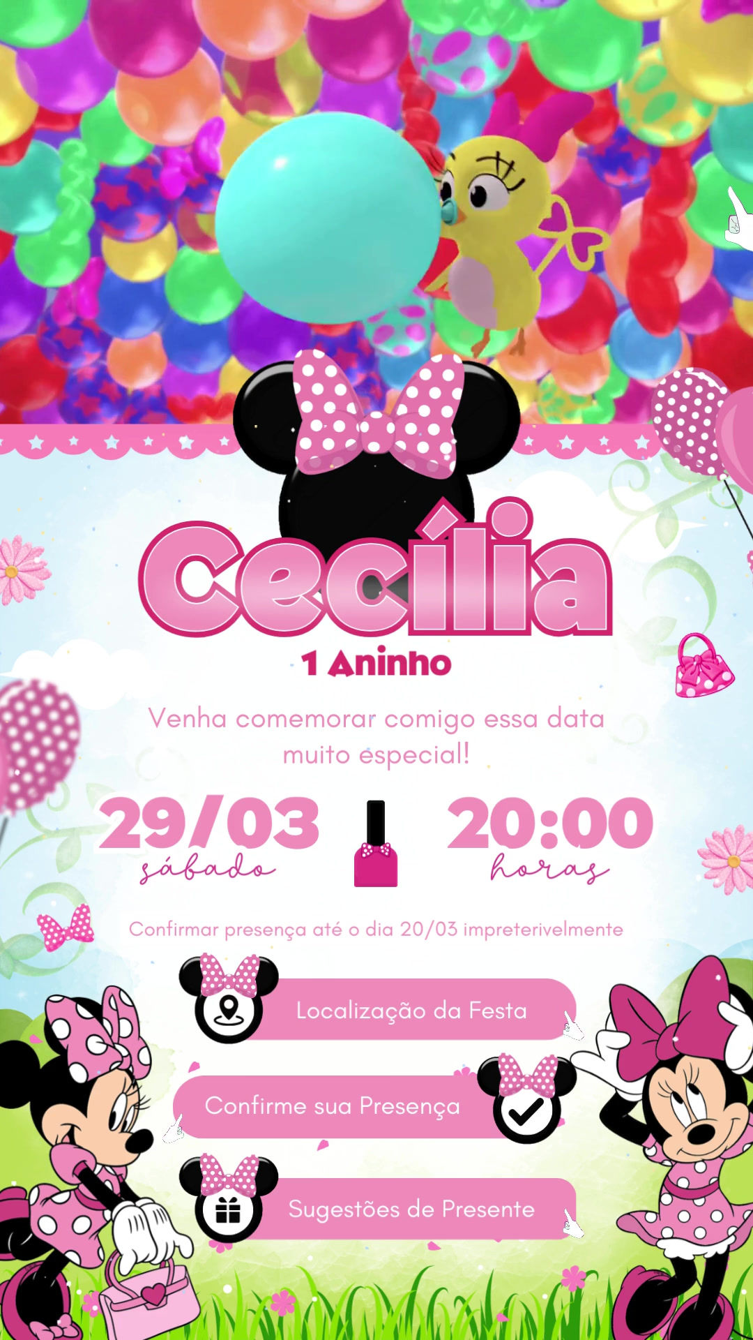 Convite Tecnológico - Minnie Rosa