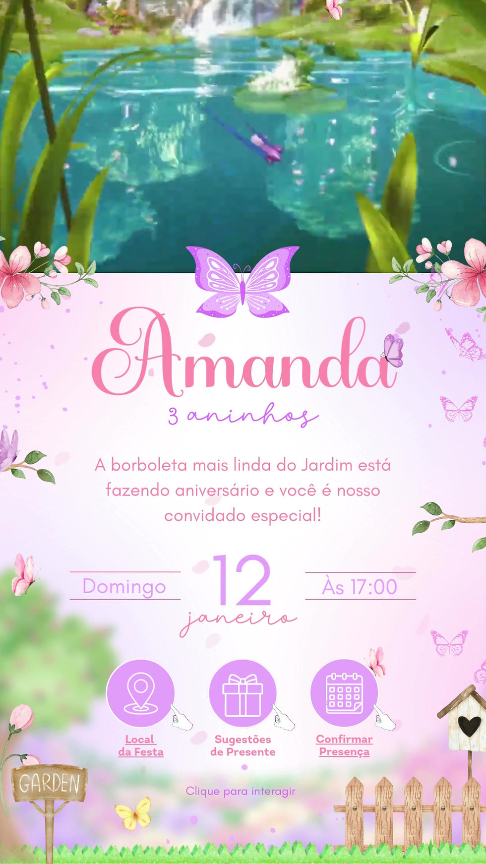 Convite Tecnológico - Jardim Encantado e Borboletas #1
