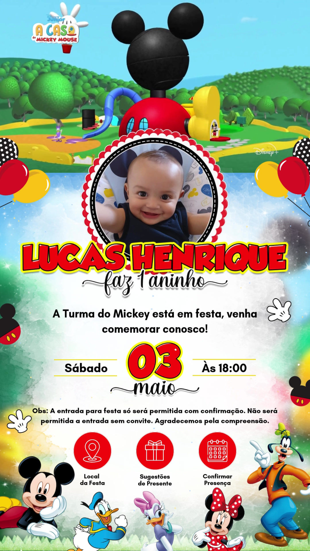 Convite Tecnológico - Mickey Mouse