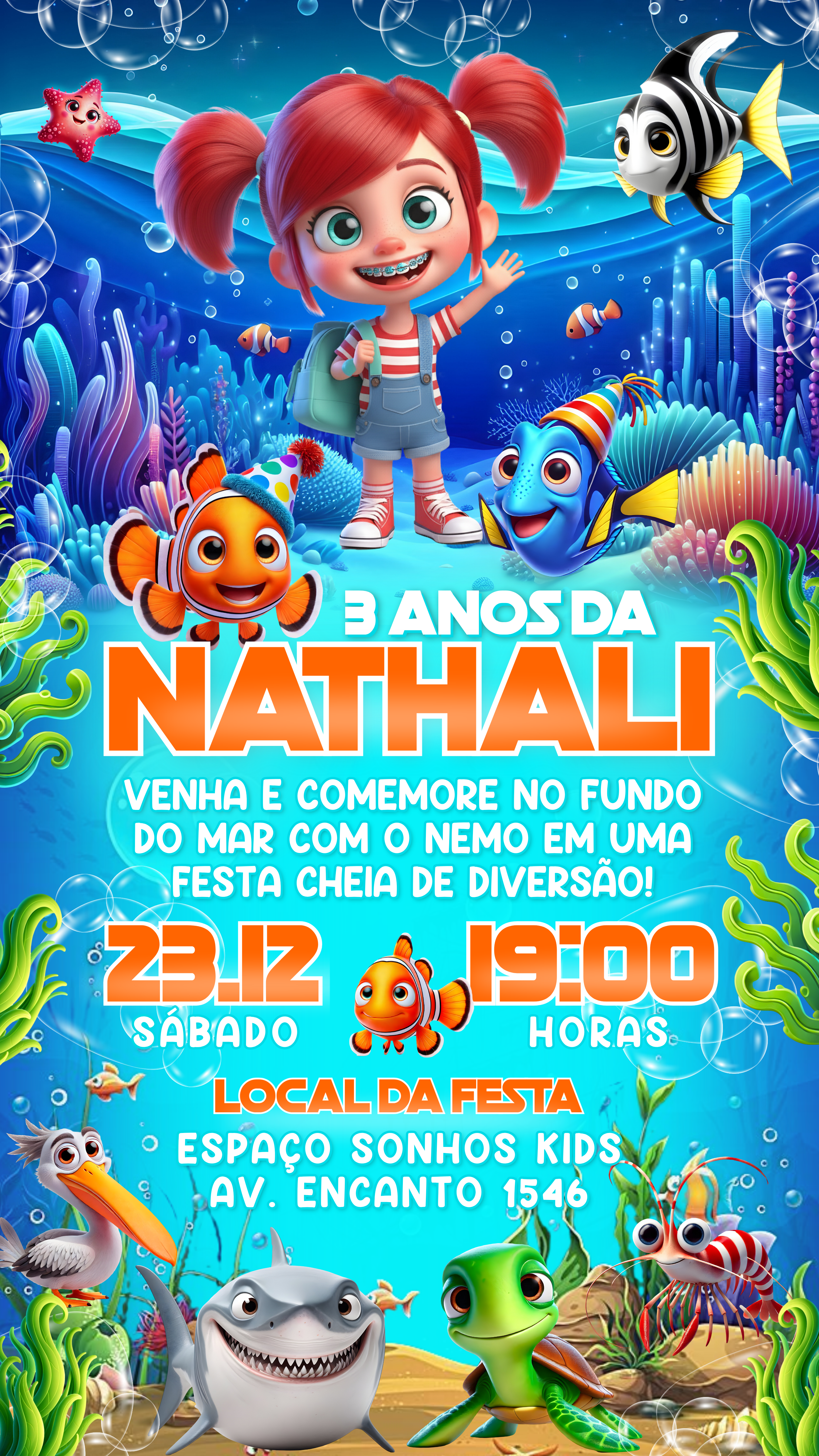 Convite Simples - Procurando Nemo