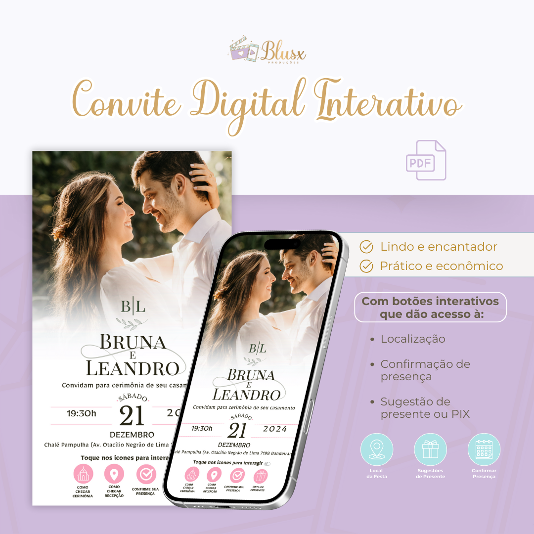 Convite Interativo - Casamento - Rosa 14