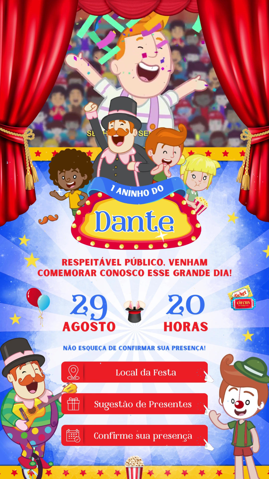 Convite Tecnológico - Circo - Mundo Bita Menino