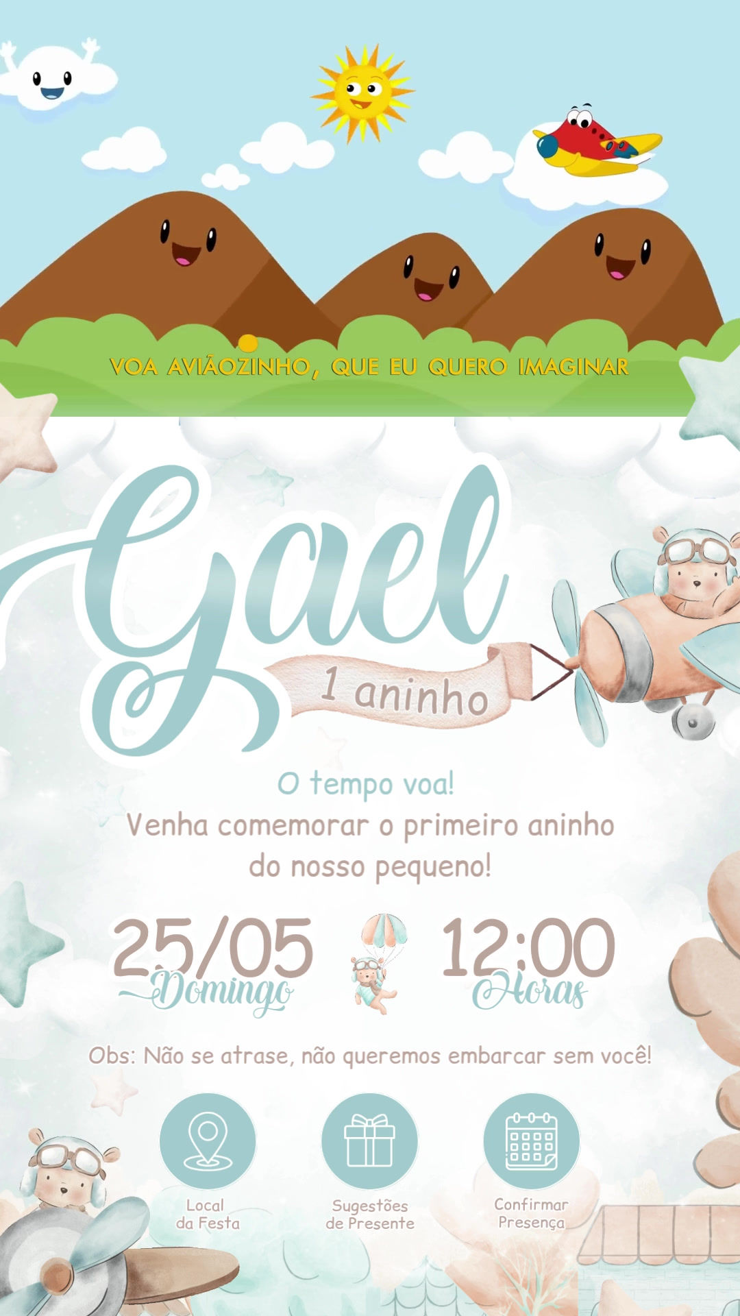 Convite Tecnológico - Ursinho Aviador