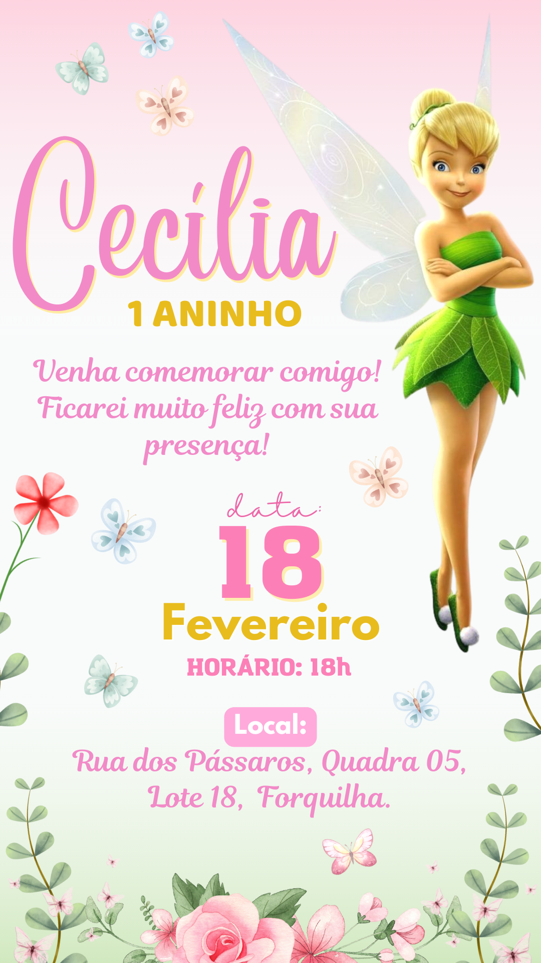 Convite Interativo - Tinker Bell