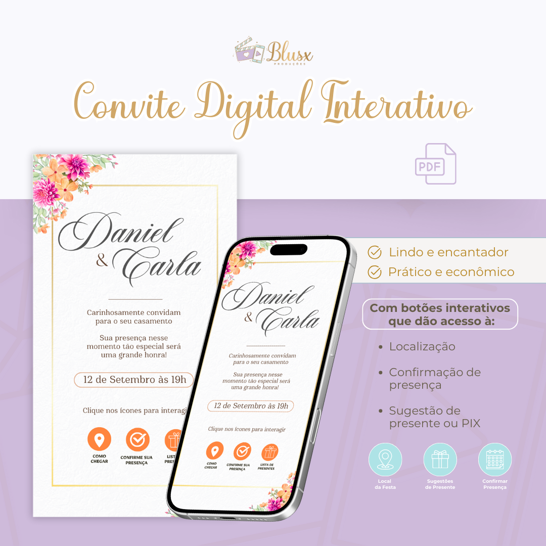 Convite Interativo - Casamento - Laranja 4