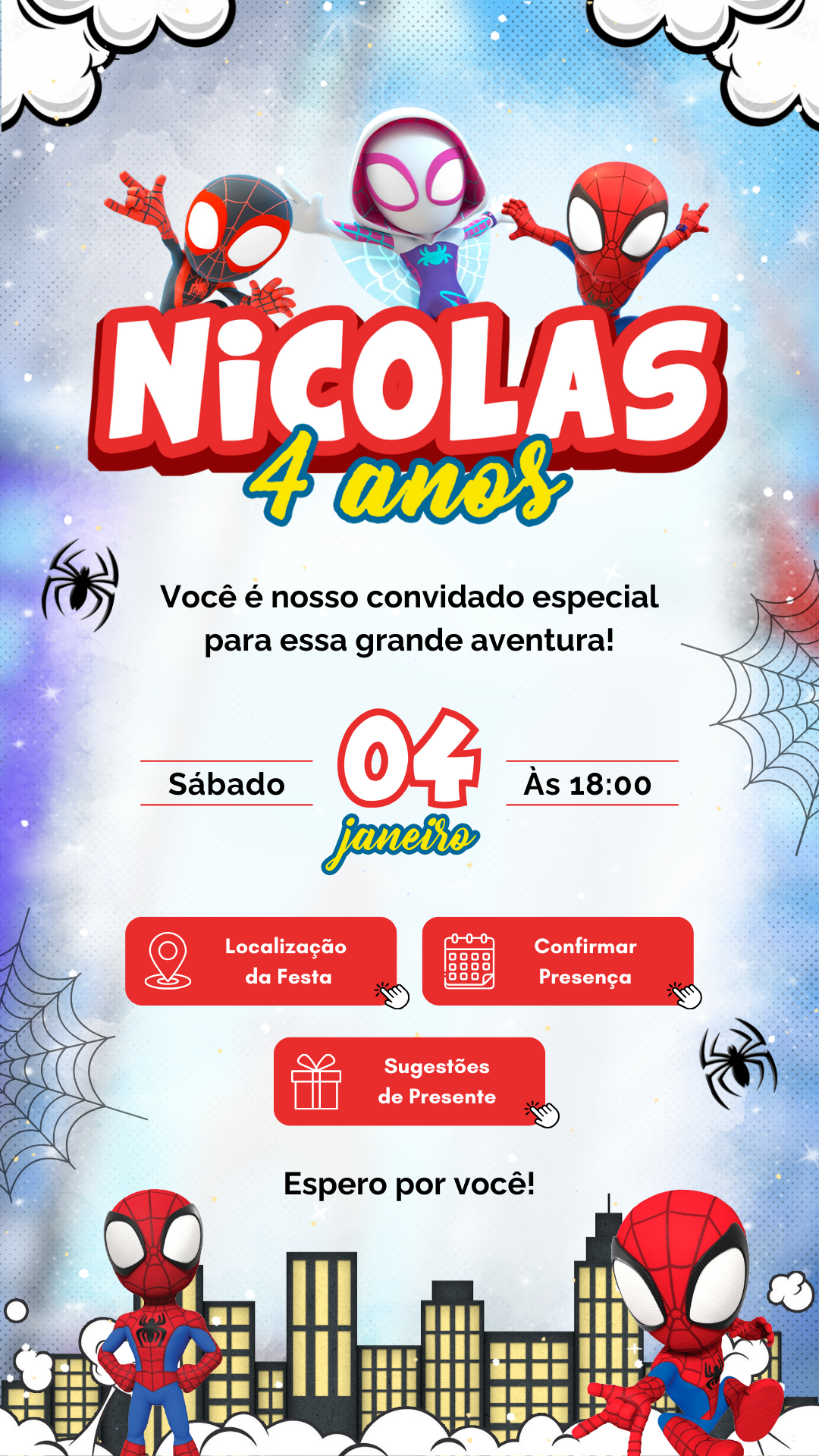 Convite Interativo - Spidey e Seus Amigos Espetaculares