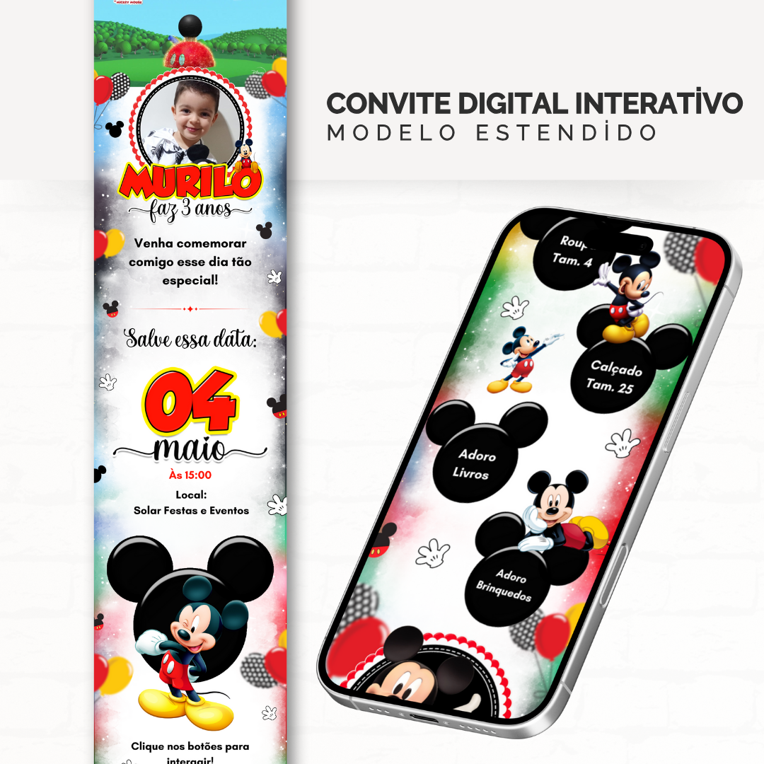 Convite Infinity - Mickey Mouse
