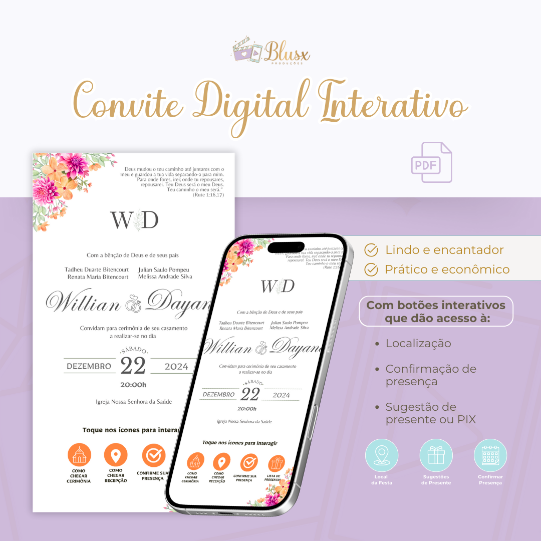 Convite Interativo - Casamento - Laranja 8