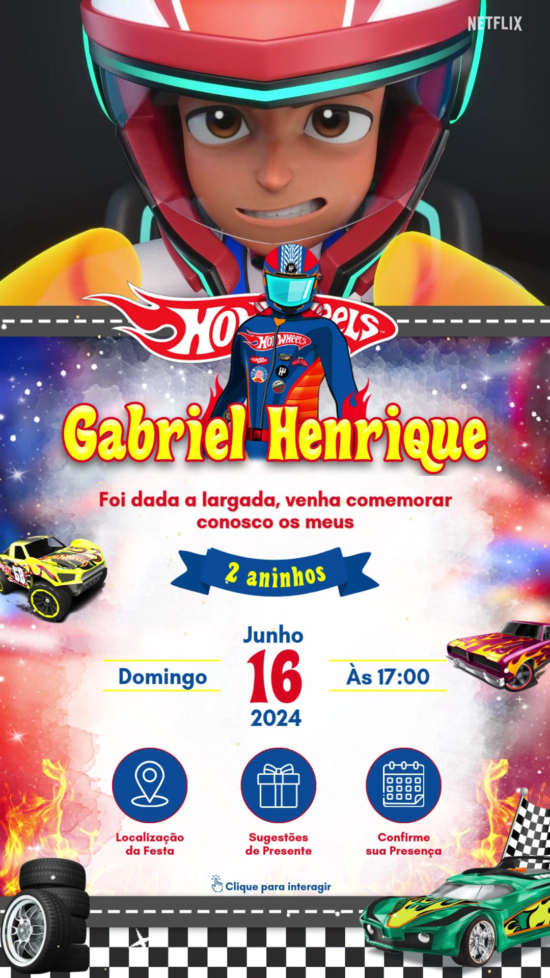 Convite Tecnológico - Hot Wheels