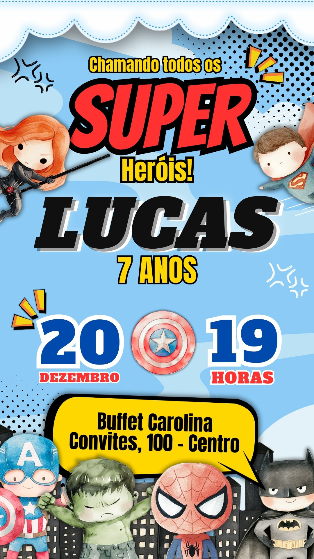 Convite Simples - Heróis