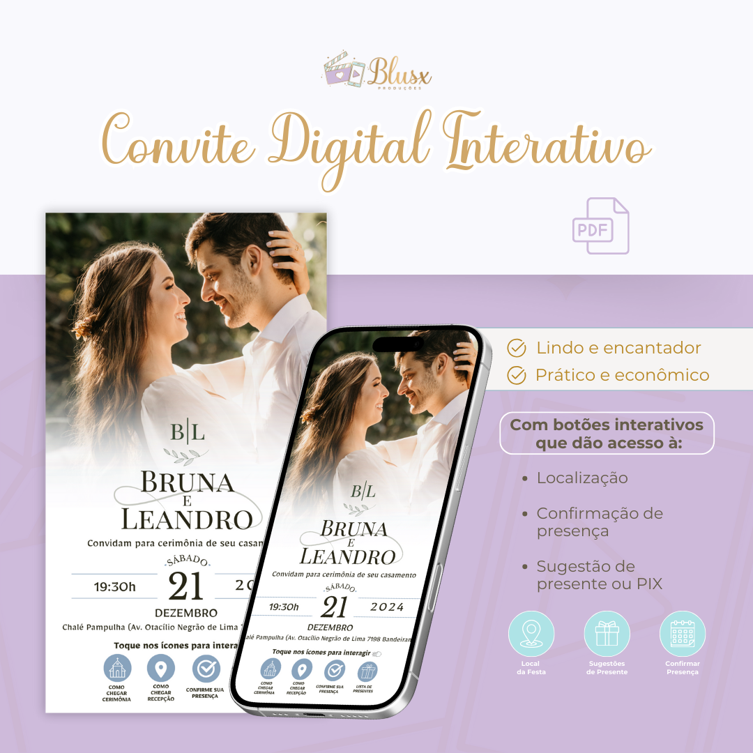 Convite Interativo - Casamento - Azul 31