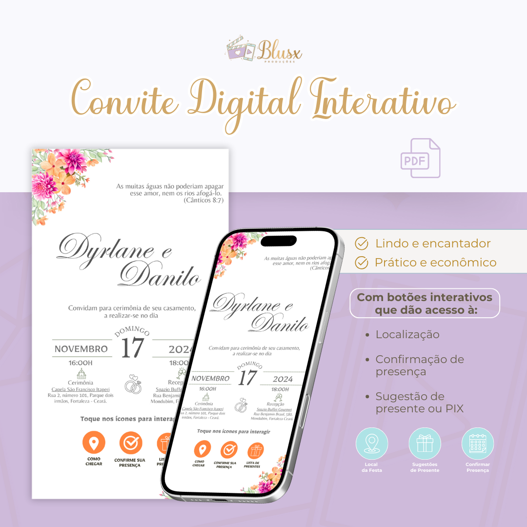 Convite Interativo - Casamento - Laranja 6