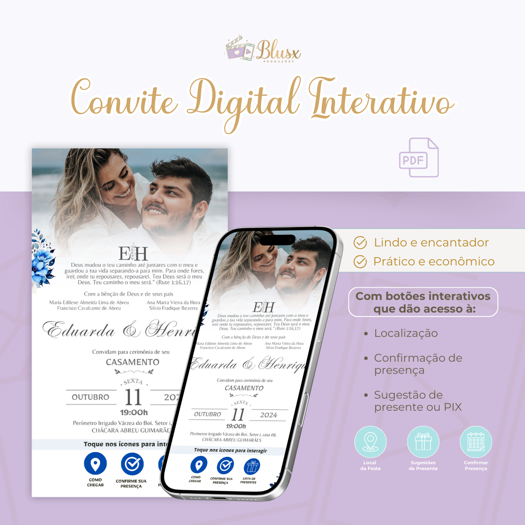 Convite Interativo - Casamento - Azul 03