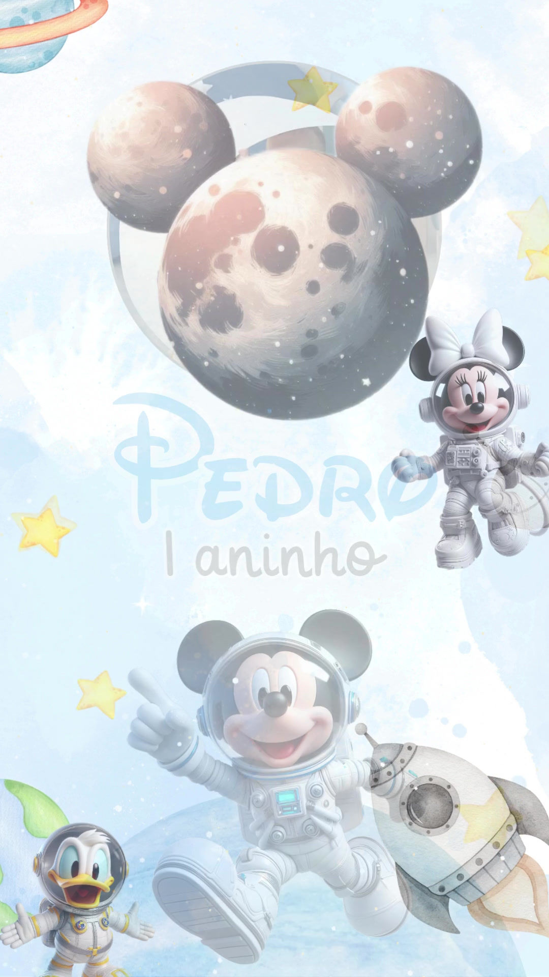 Convite Animado Plus - Mickey Astronauta